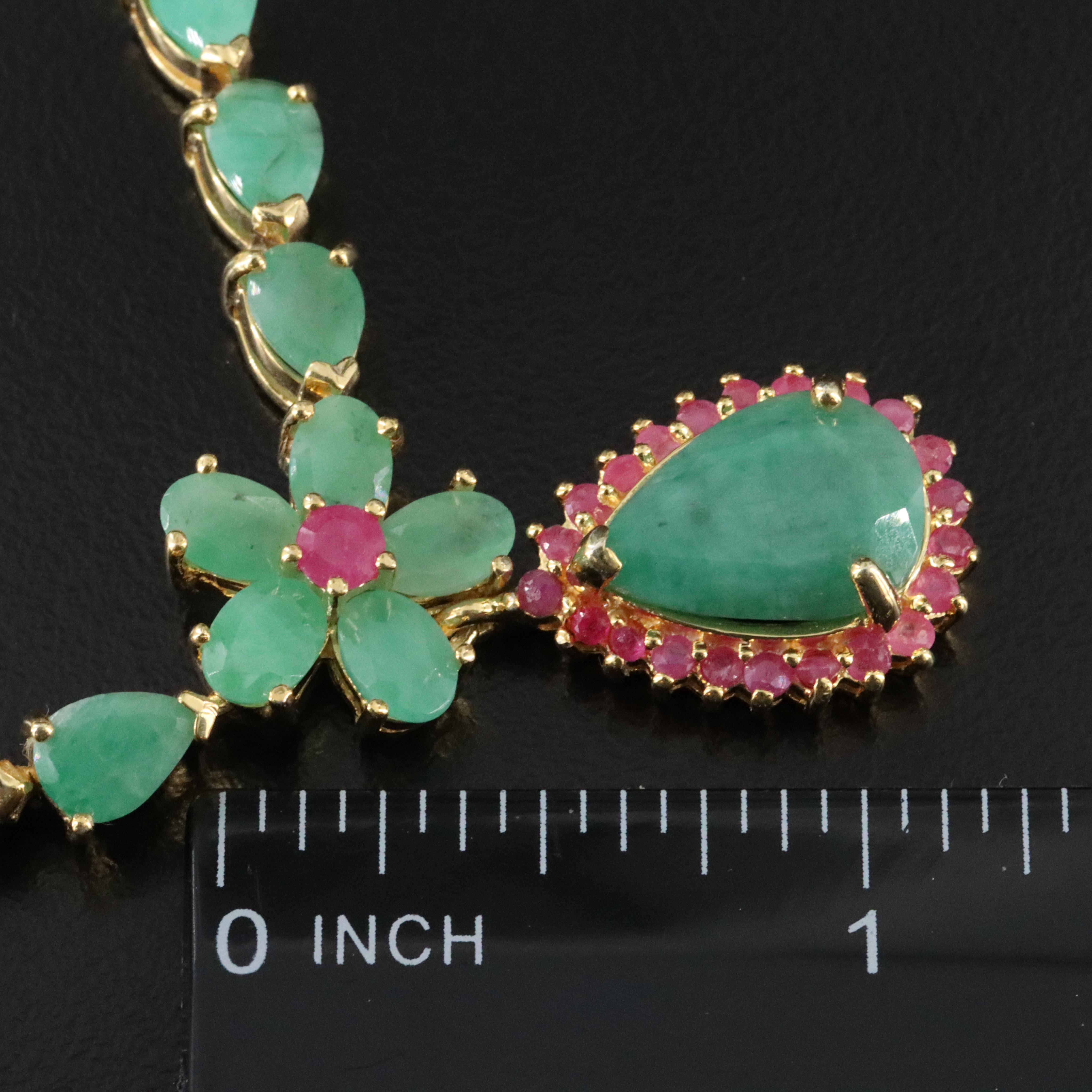Sterling Emerald and Ruby Necklace