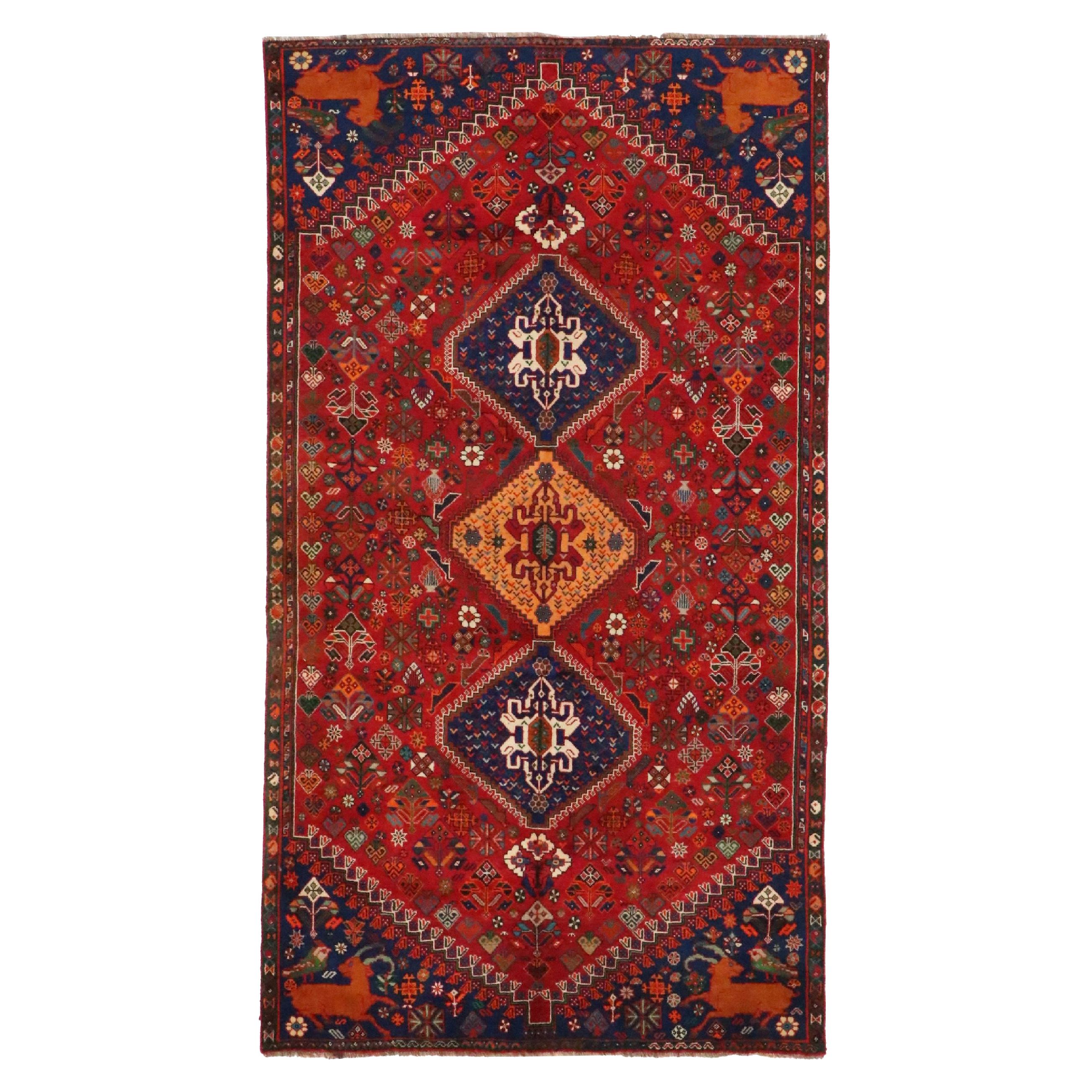 5'1 x 9'2 Hand-Knotted Persian Qashqai Area Rug