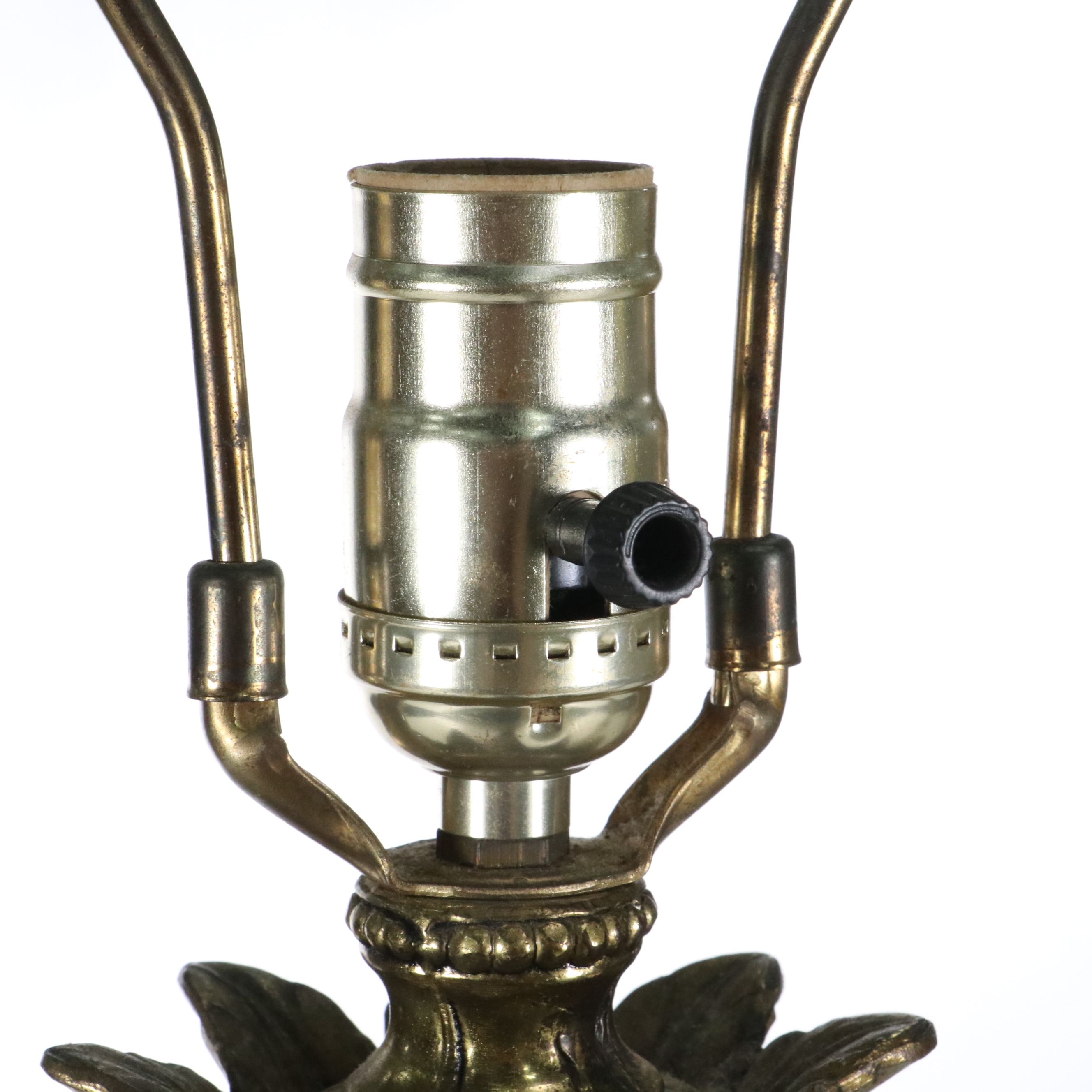 Italian Renaissance Style Gilt Metal and Marble Console Lamps, Vintage