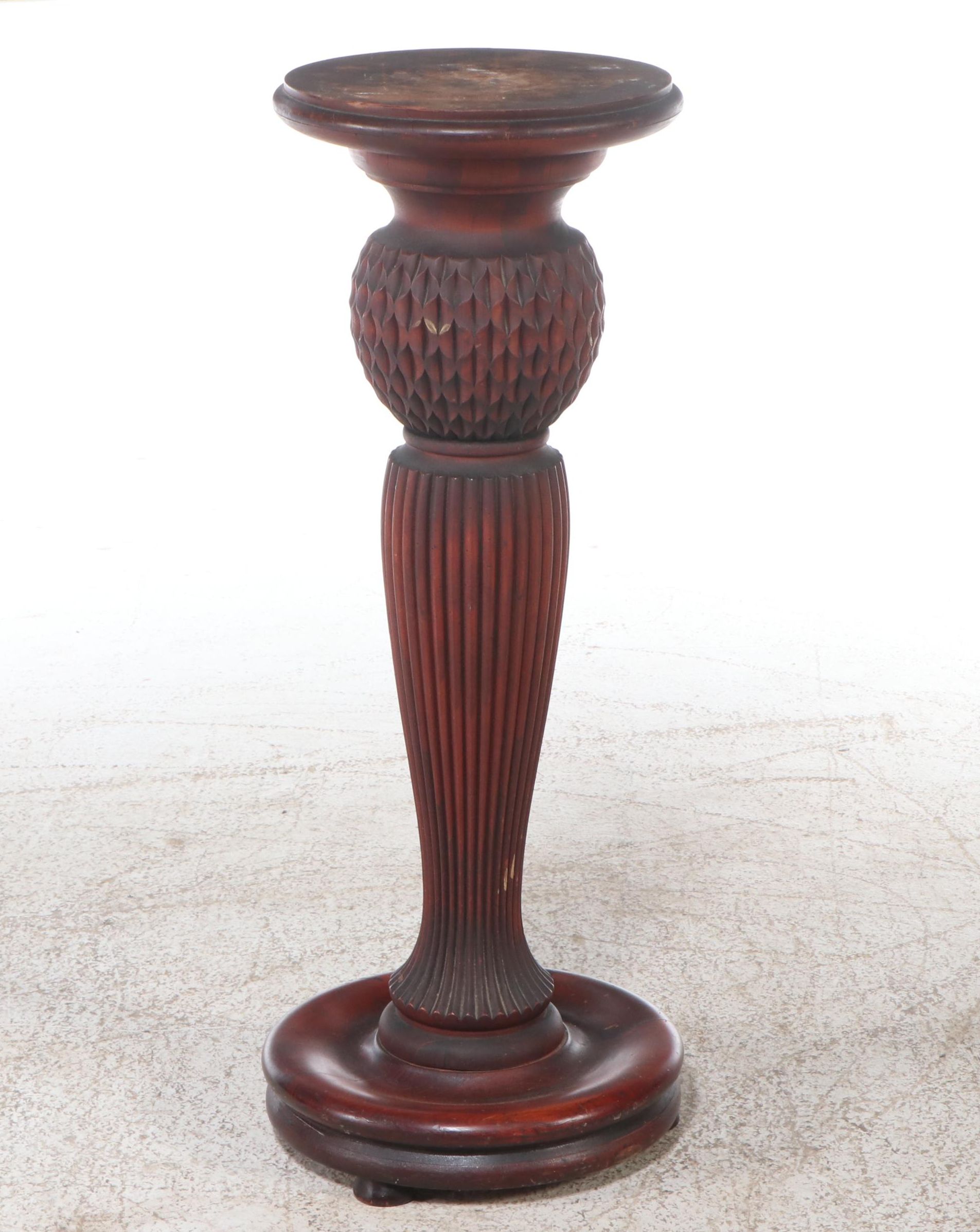 Edwardian Style Carved Mahogany Pedestal Stand, 20th Century