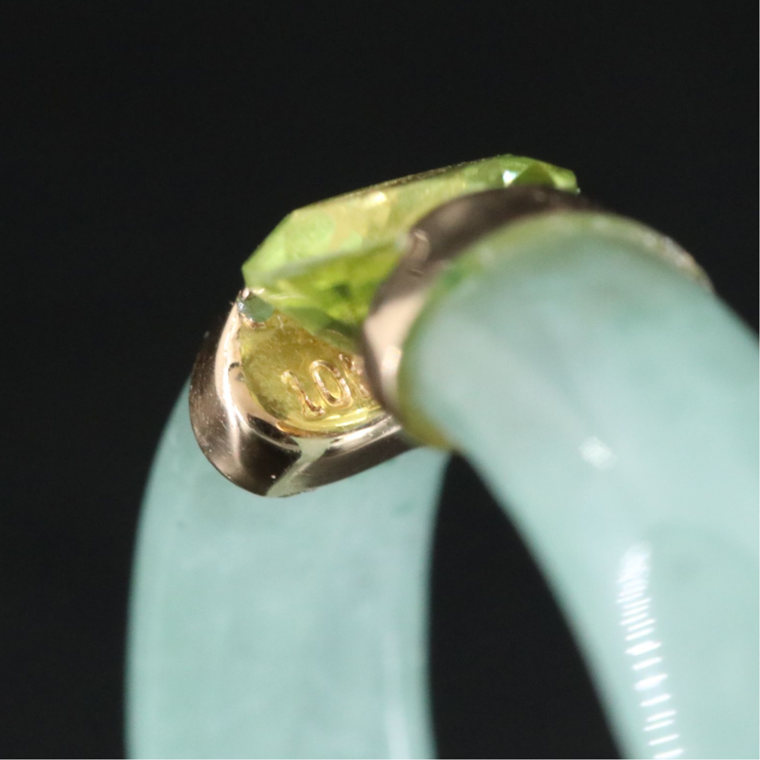 Jadeite and Peridot Ring with 10K Accent