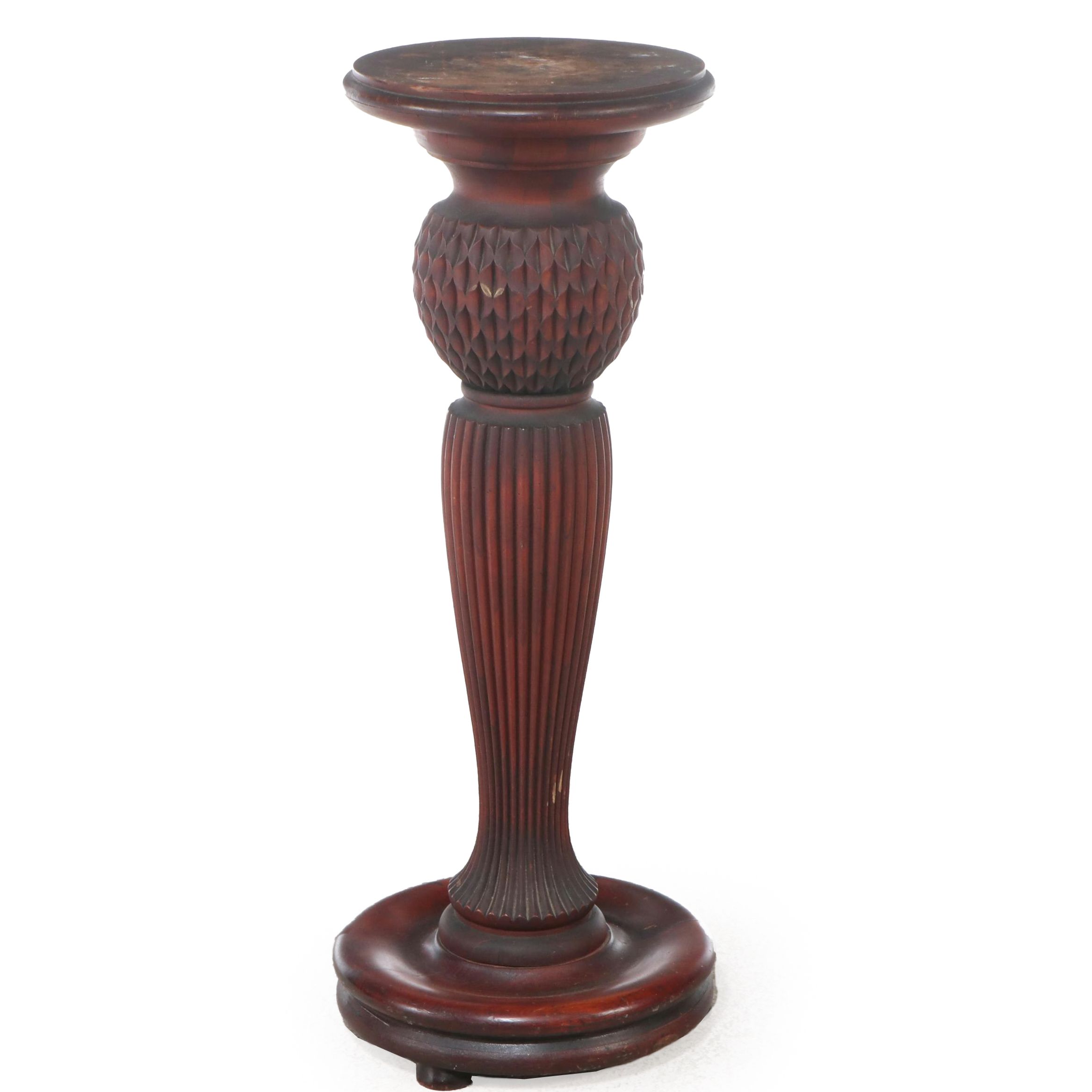 Edwardian Style Carved Mahogany Pedestal Stand, 20th Century