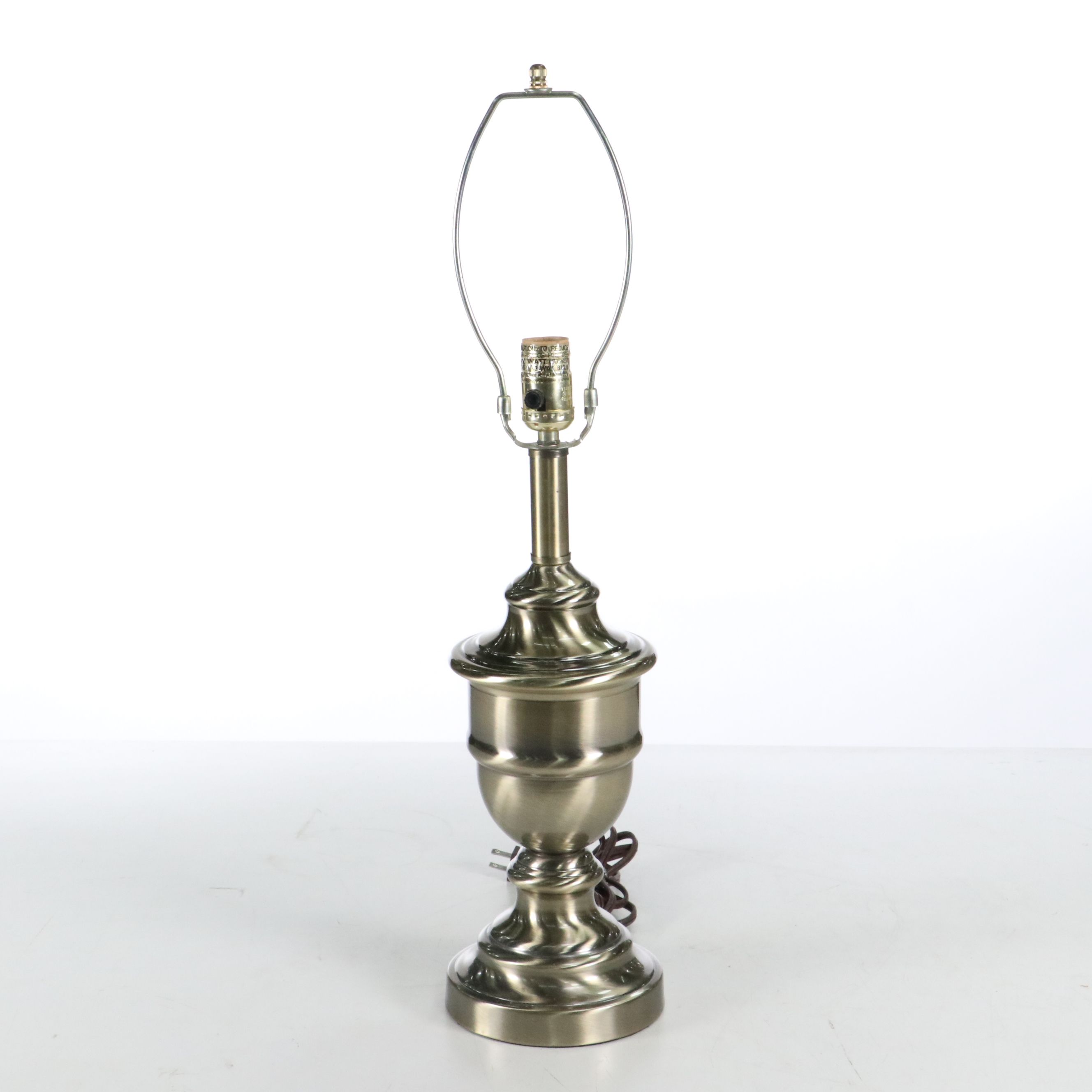 Pair of Polished Nickel Urn Table Lamps, 2002