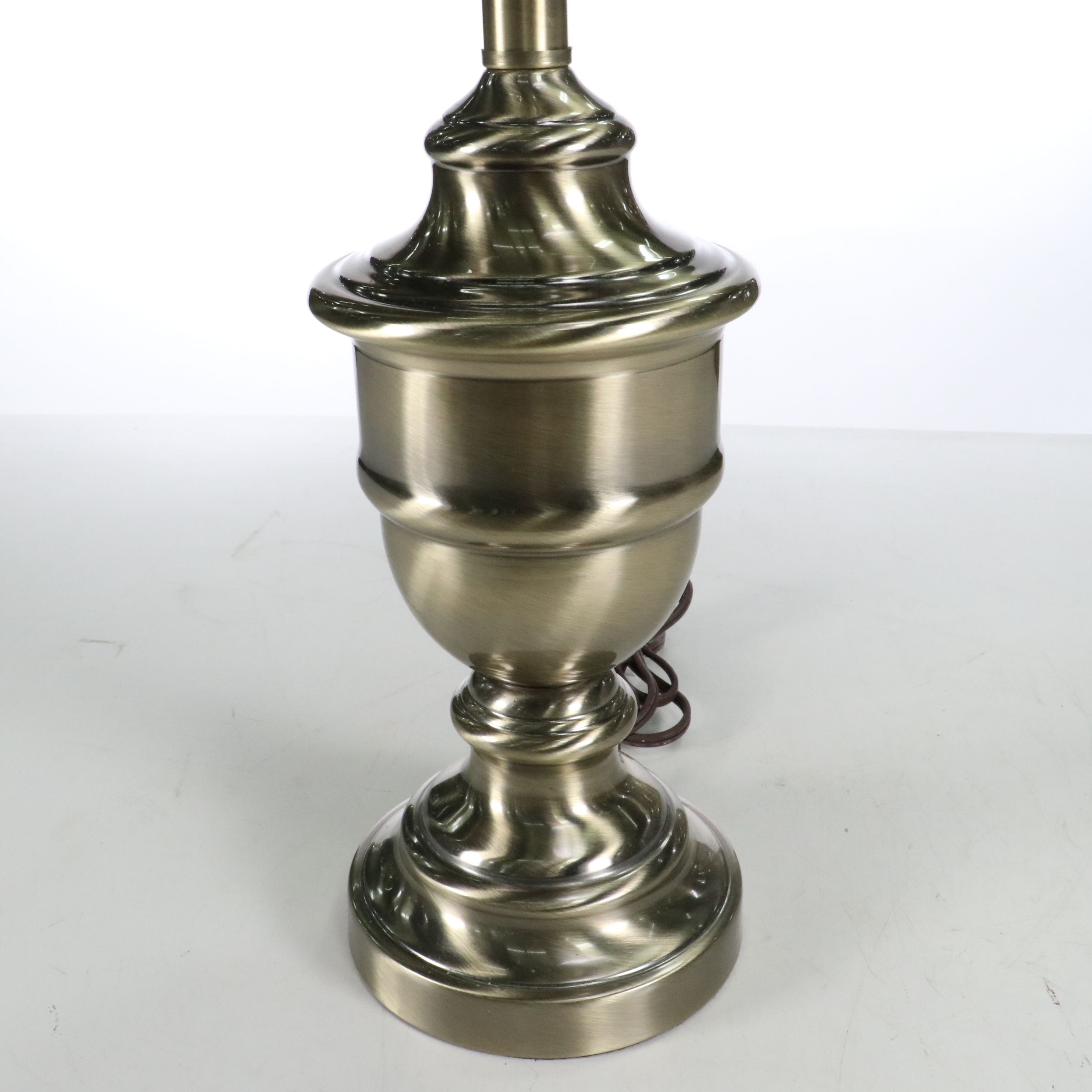 Pair of Polished Nickel Urn Table Lamps, 2002