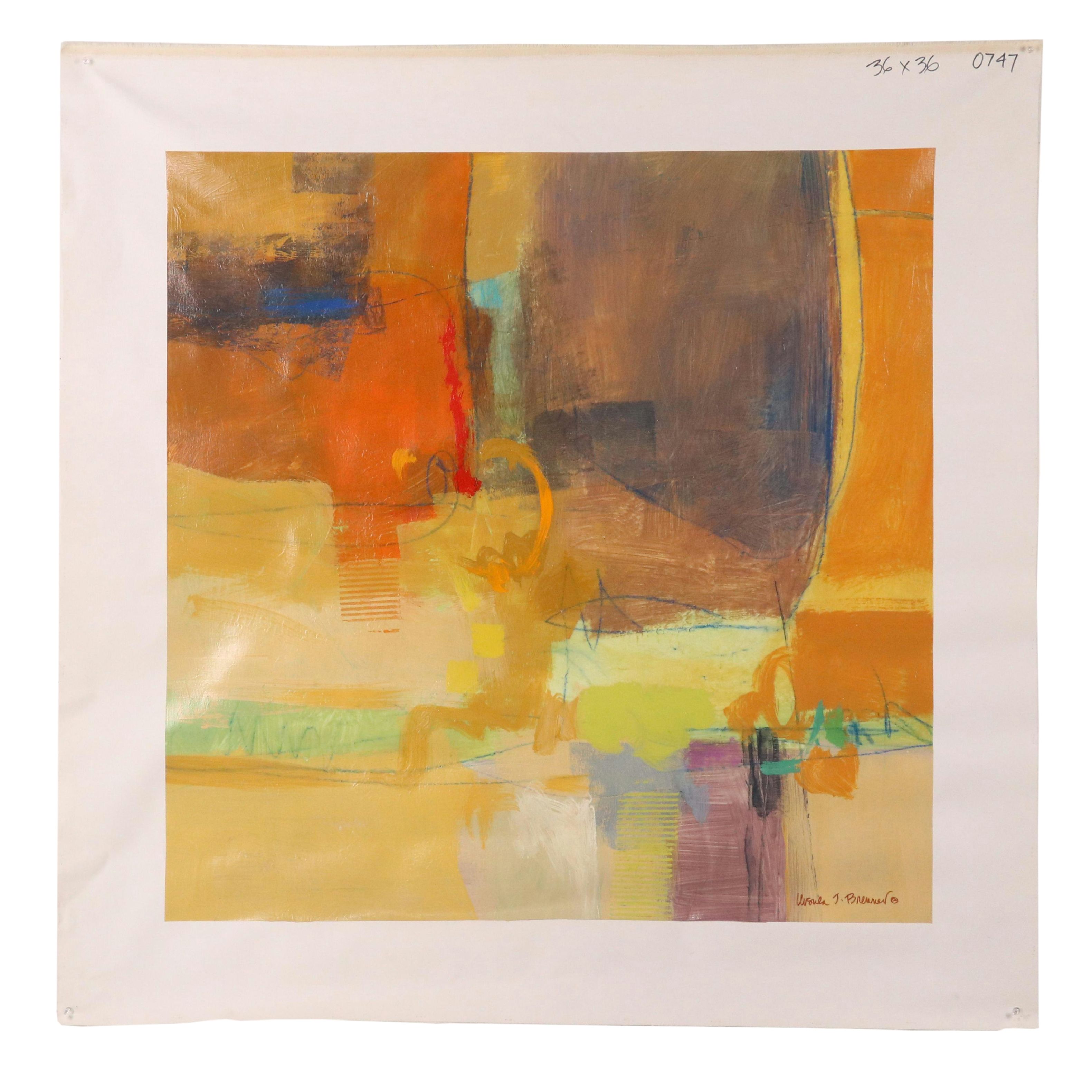 Ursula J. Brenner Abstract Mixed Media Painting, 21st Century