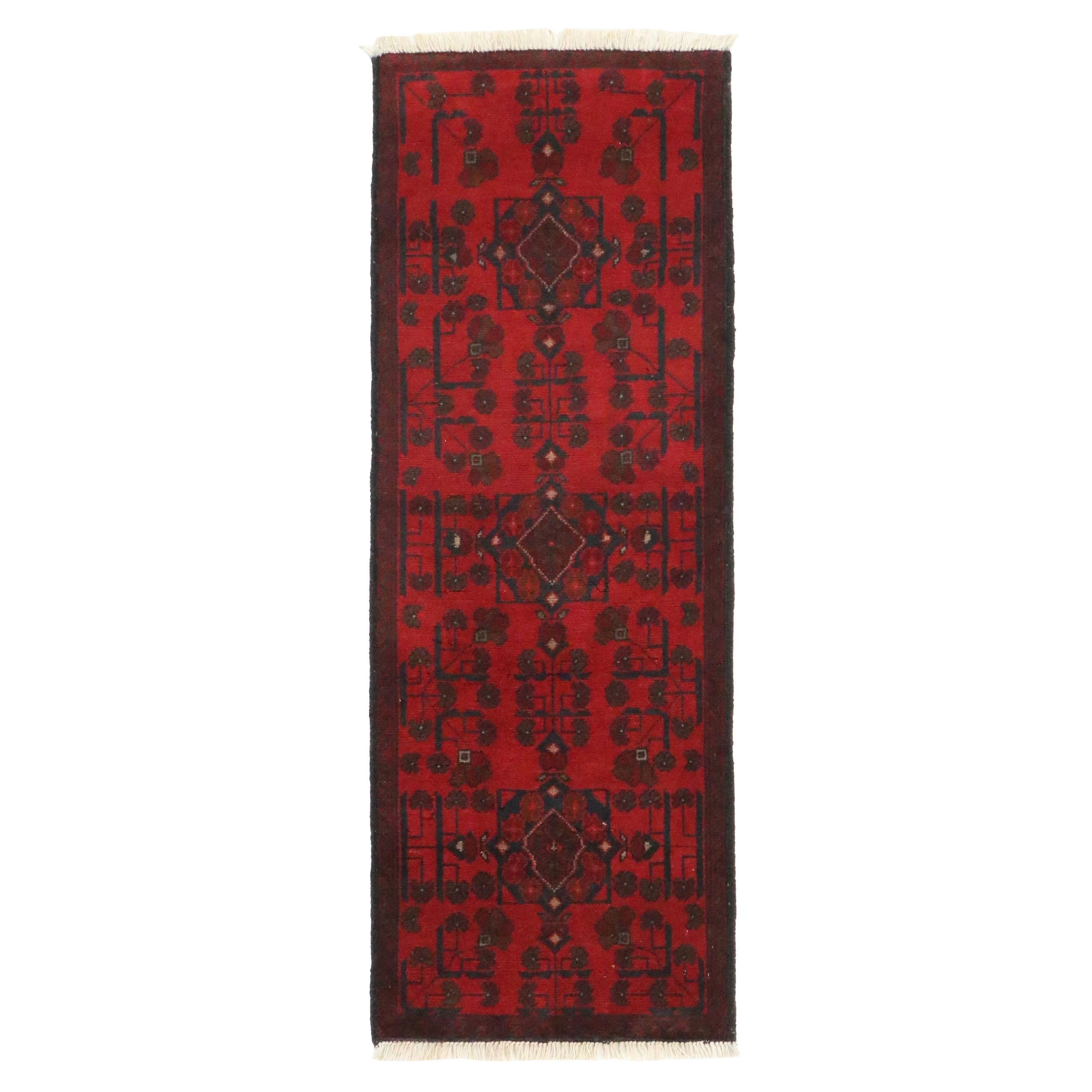 1'10 x 5'2 Hand-Knotted Afghan Kunduz Accent Rug