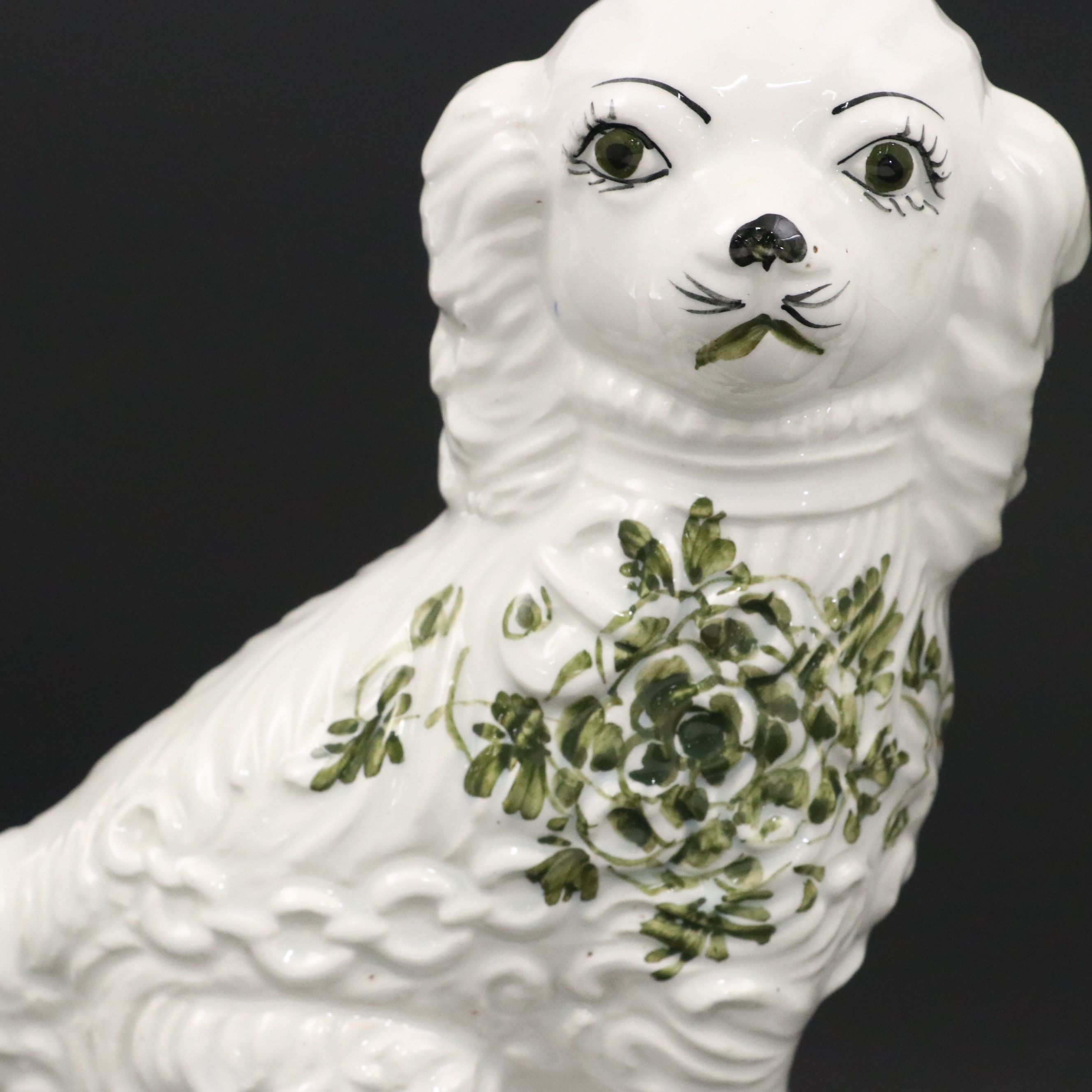 Pair of Italian Majolica Spaniel Figurines, Mid to Late 20th Century