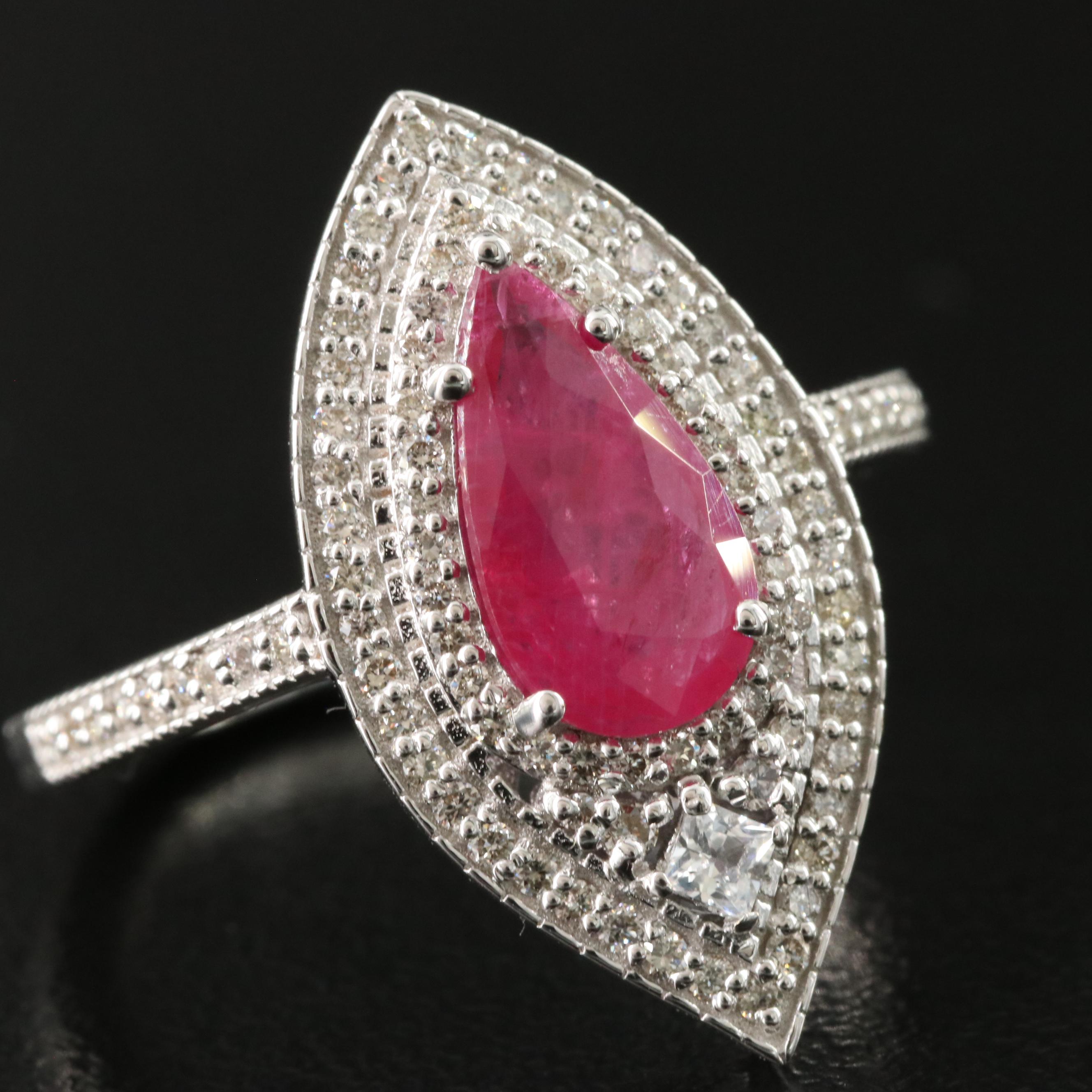 14K 1.38 CT Ruby and Diamond Ring with IGI Report