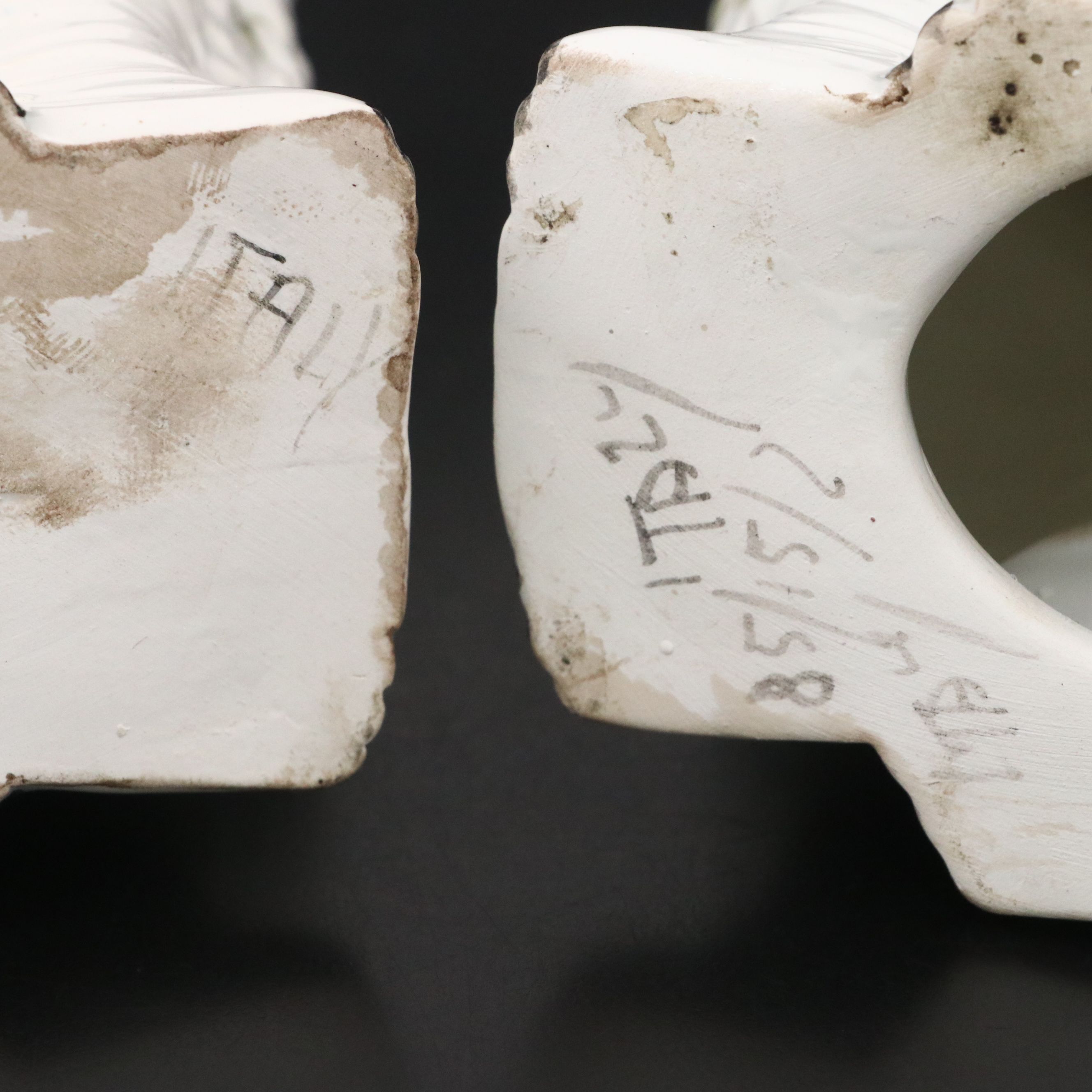 Pair of Italian Majolica Spaniel Figurines, Mid to Late 20th Century