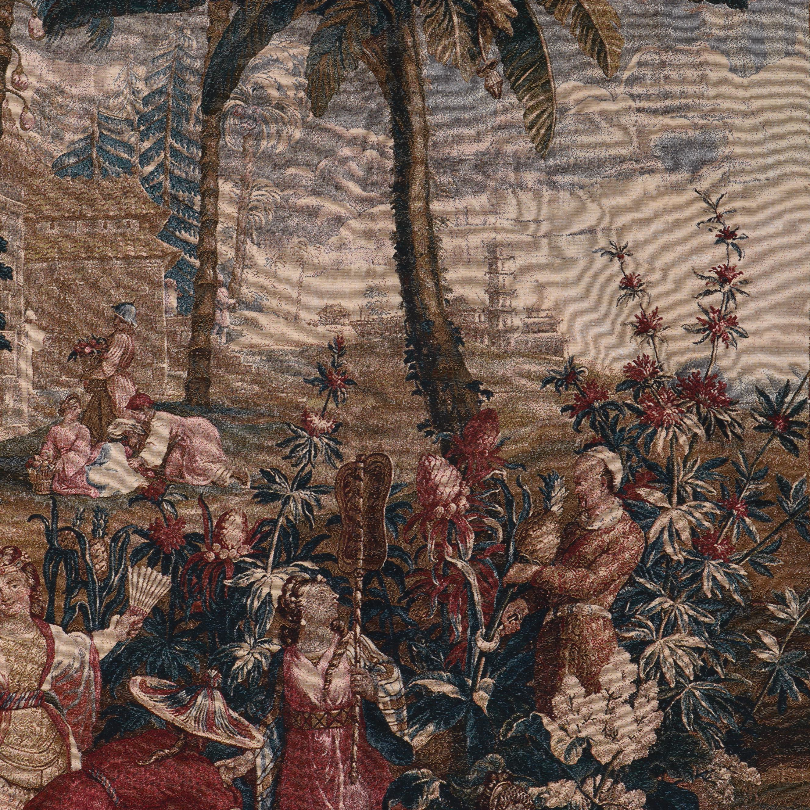 Chinoiserie Tapestry Panel After "la Recolte des Ananas", The Pineapple Harvest