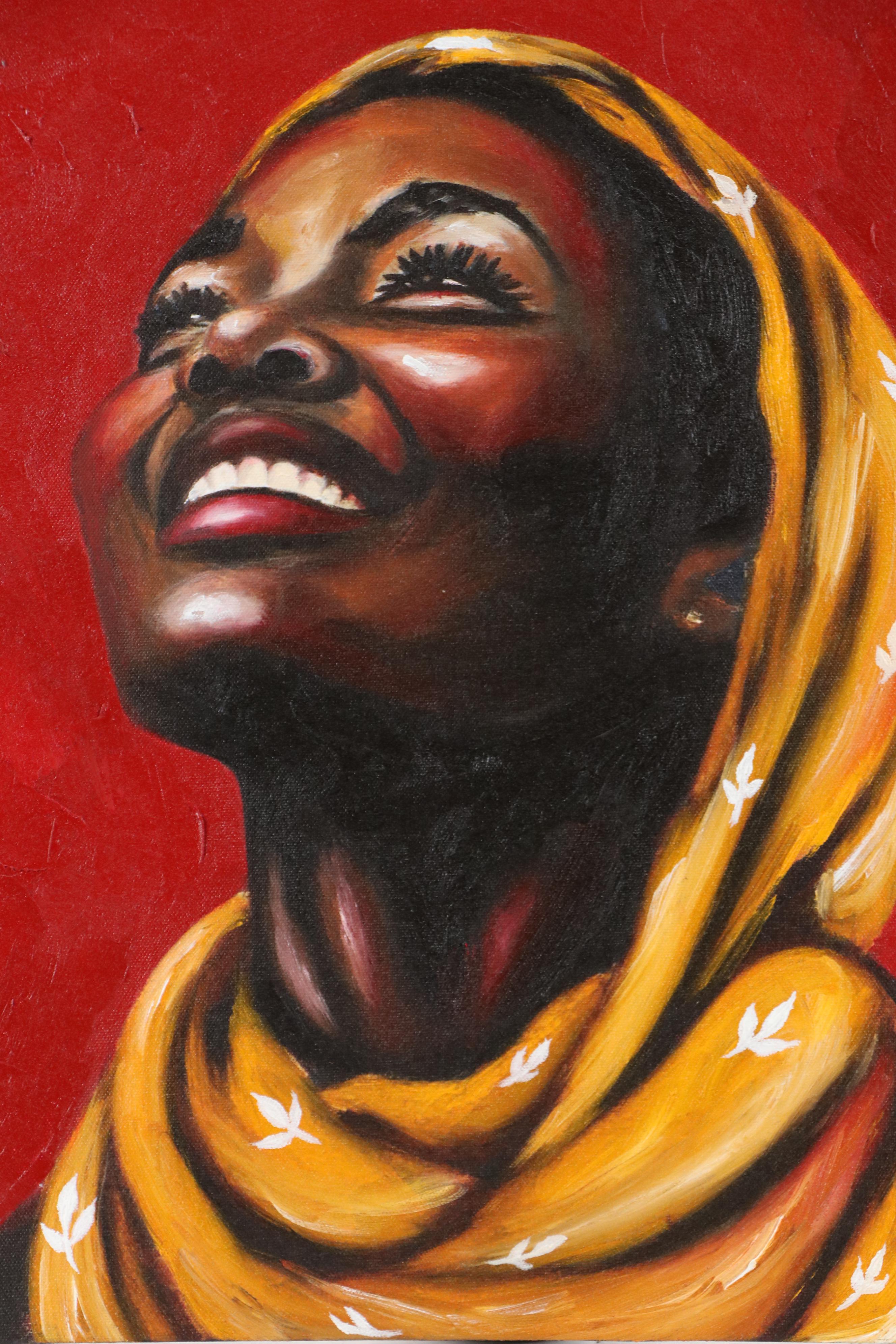 Oluwakemi Omowaire Oil Portrait "A Joy All Her Own.," 21st Century