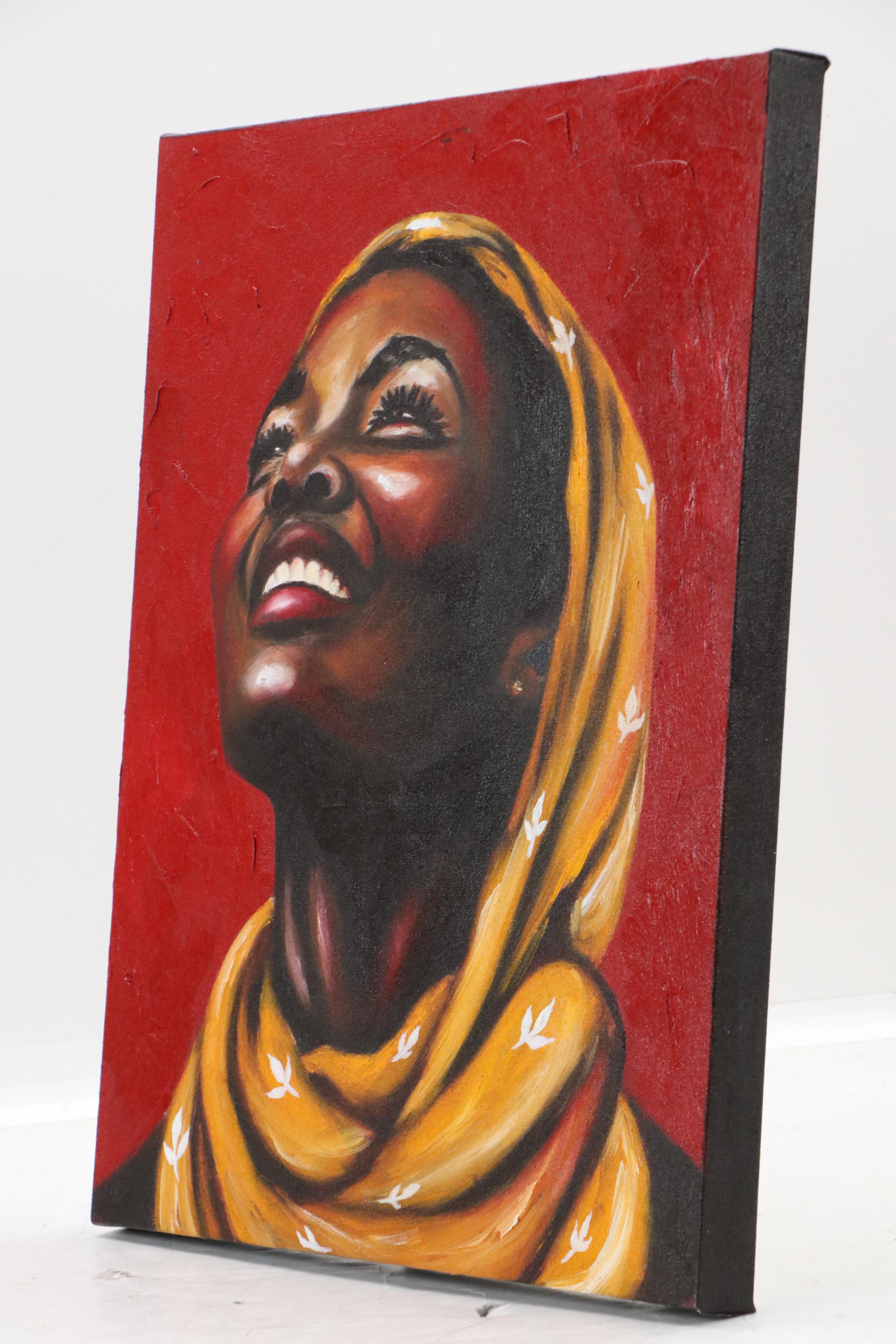 Oluwakemi Omowaire Oil Portrait "A Joy All Her Own.," 21st Century