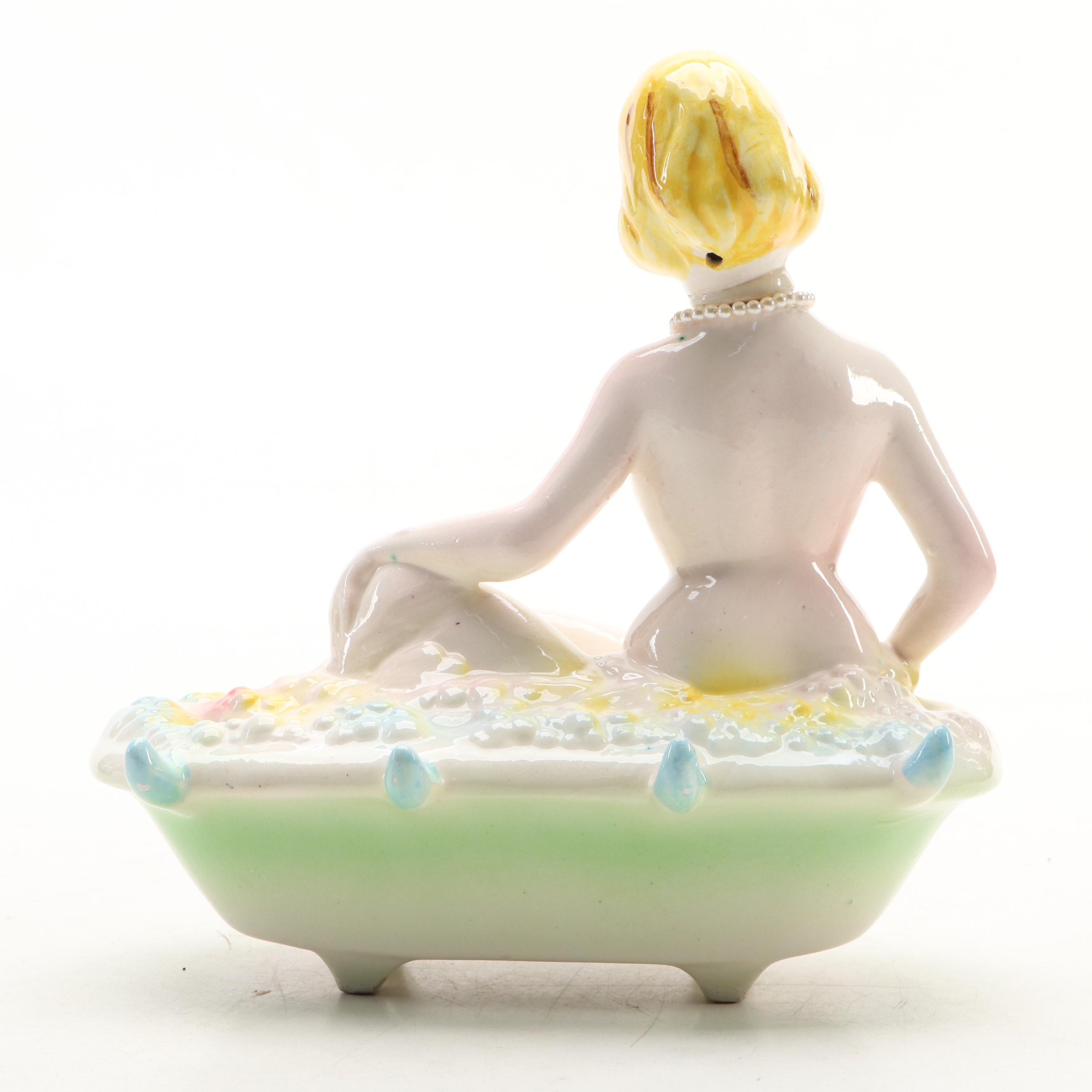 Novelty Ceramic Decanter of Woman in Bath