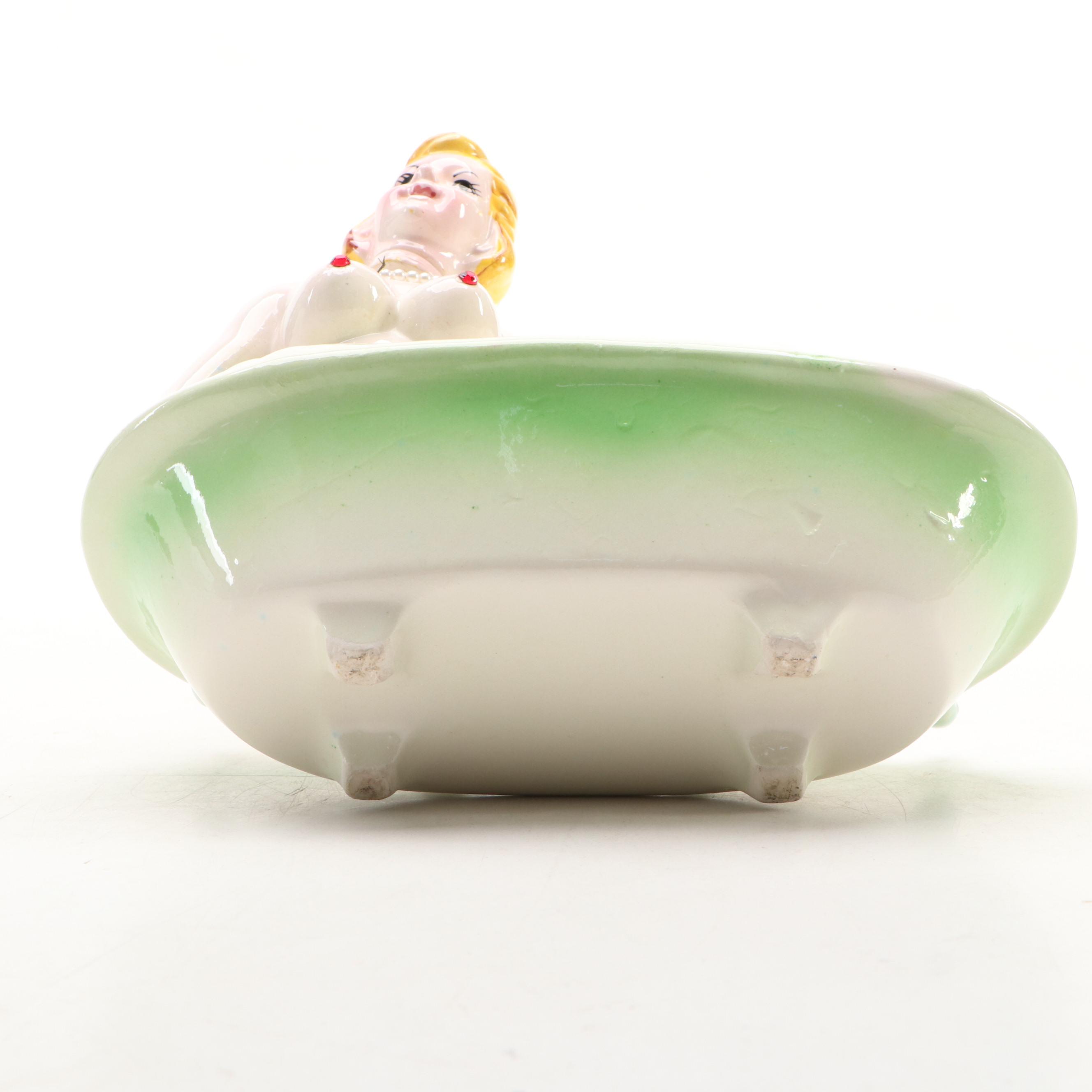 Novelty Ceramic Decanter of Woman in Bath