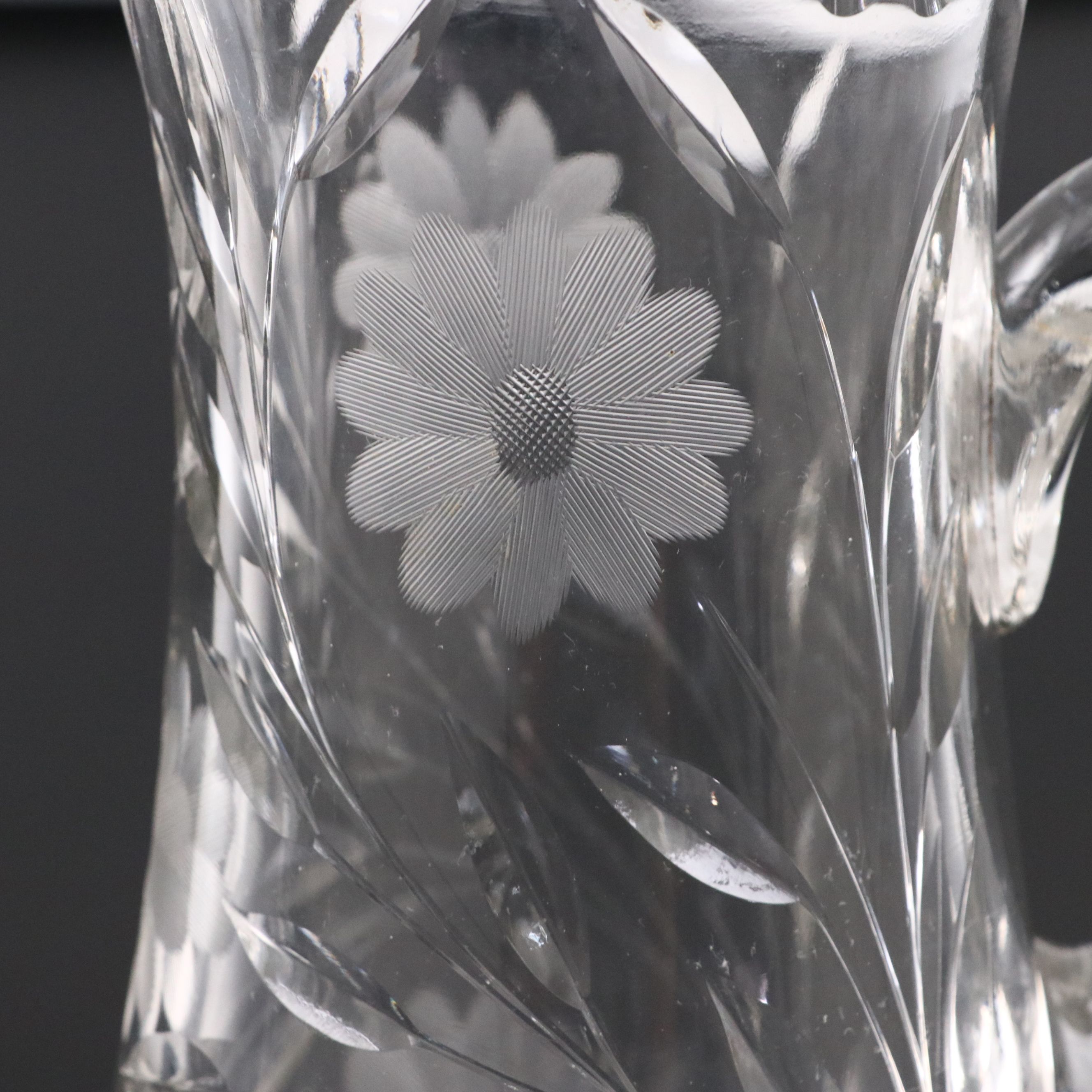 American Brilliant Cut Glass Pitcher with Short Tumblers