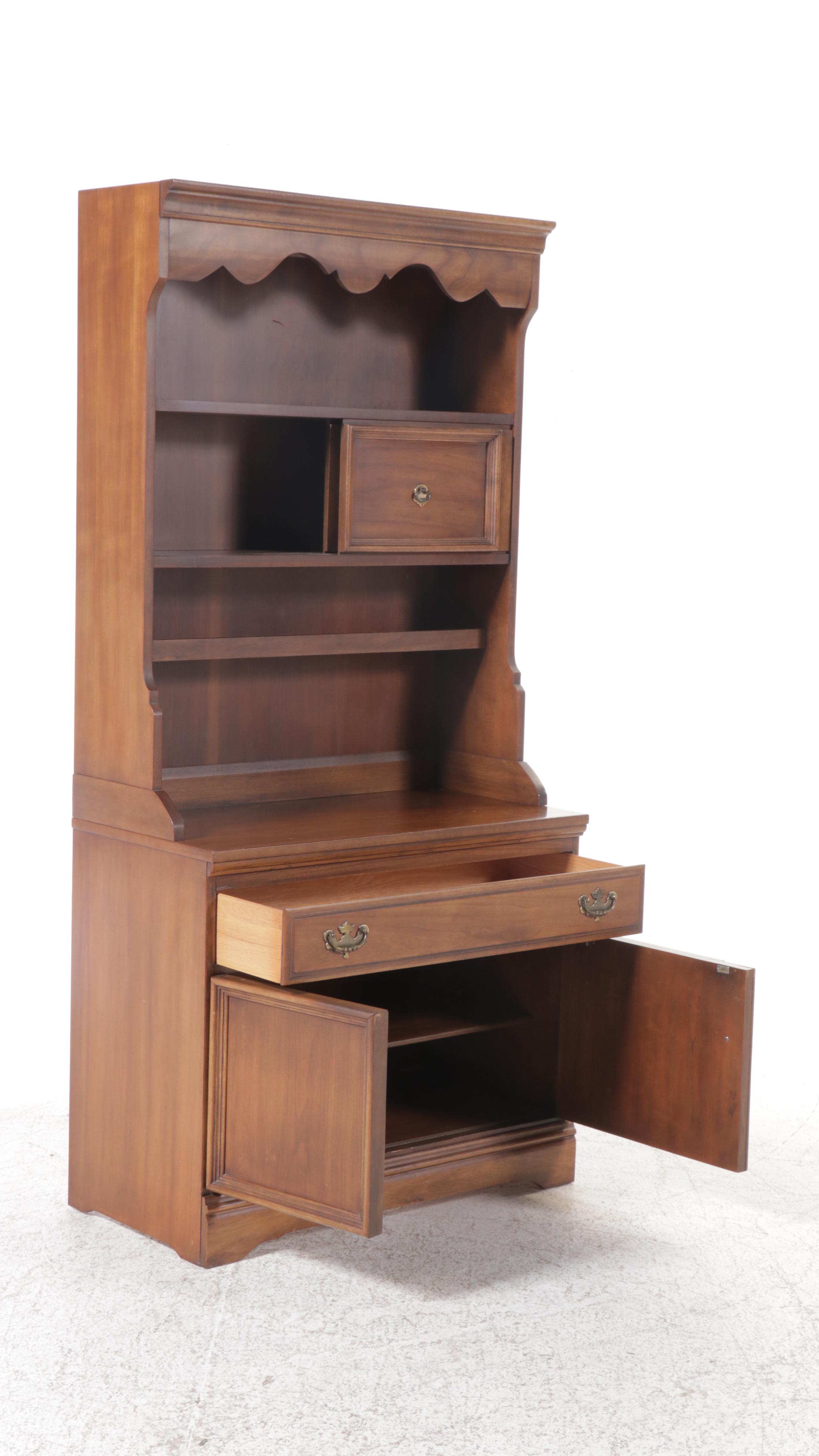 Kent Coffey Carriage Trade Colonial Style Pecan and Cherry Hutch