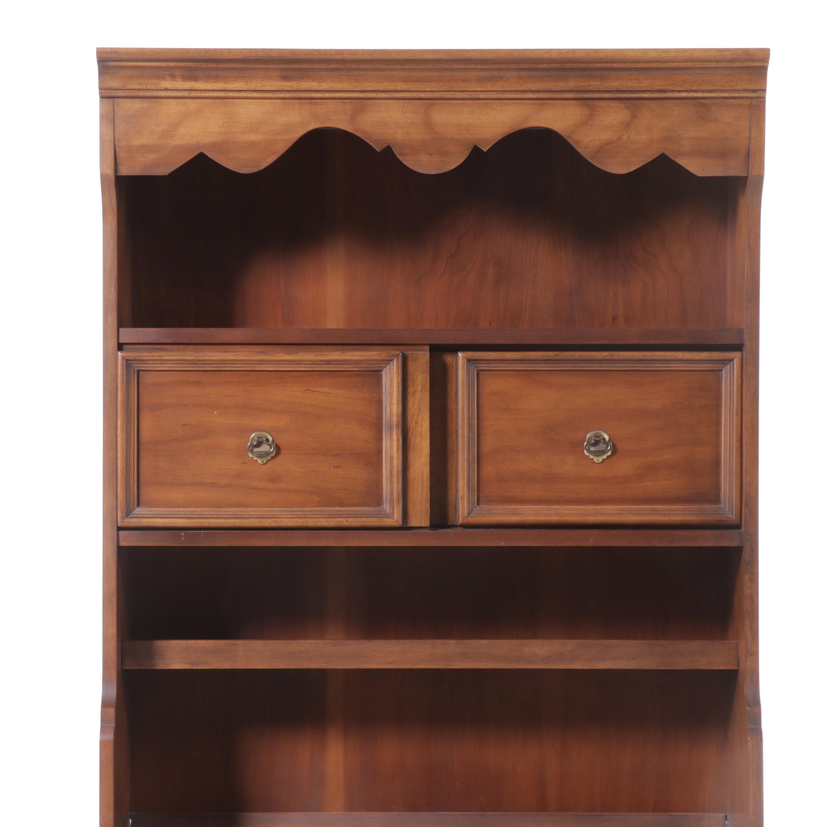 Kent Coffey Carriage Trade Colonial Style Pecan and Cherry Hutch