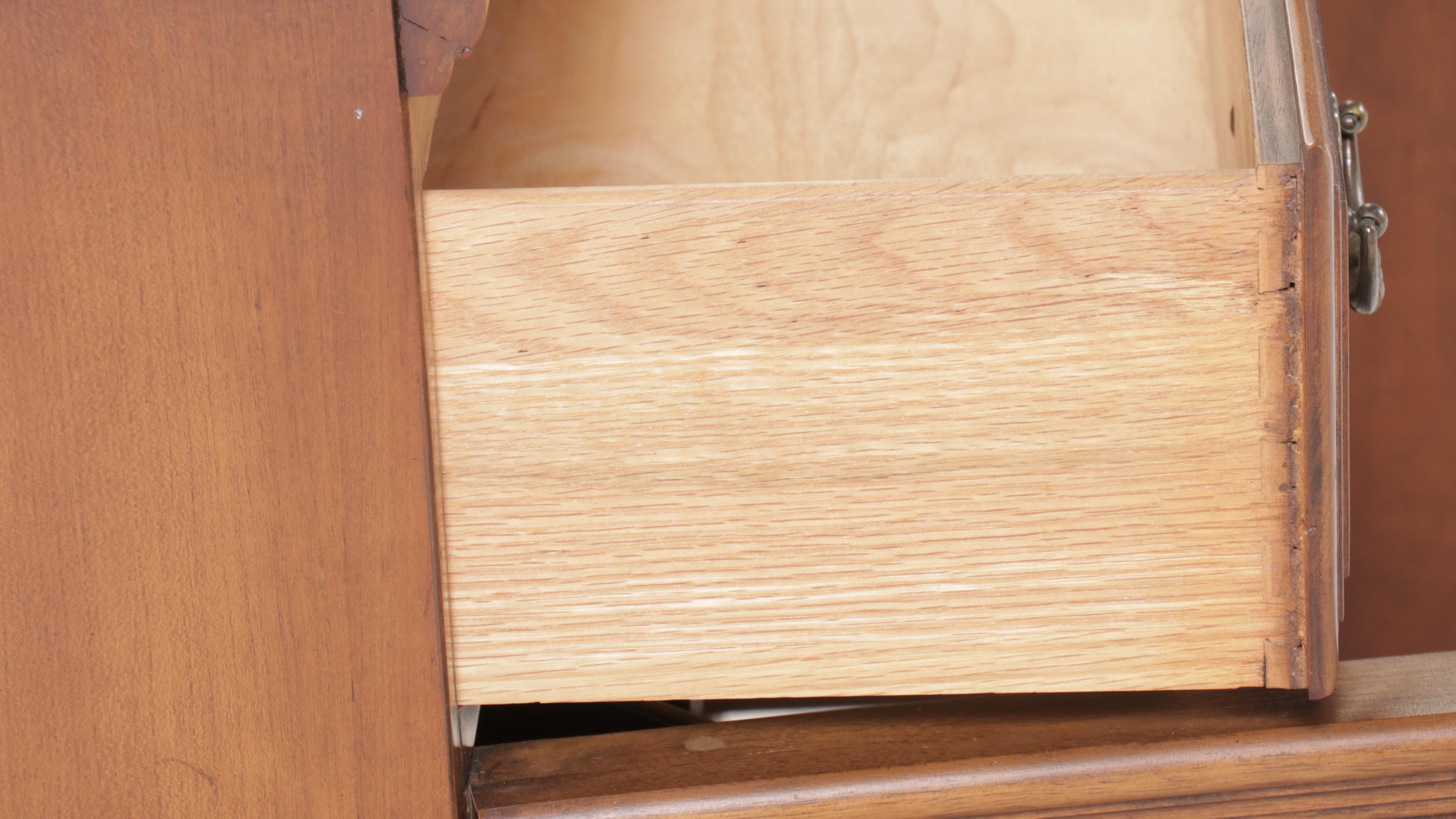 Kent Coffey Carriage Trade Colonial Style Pecan and Cherry Hutch