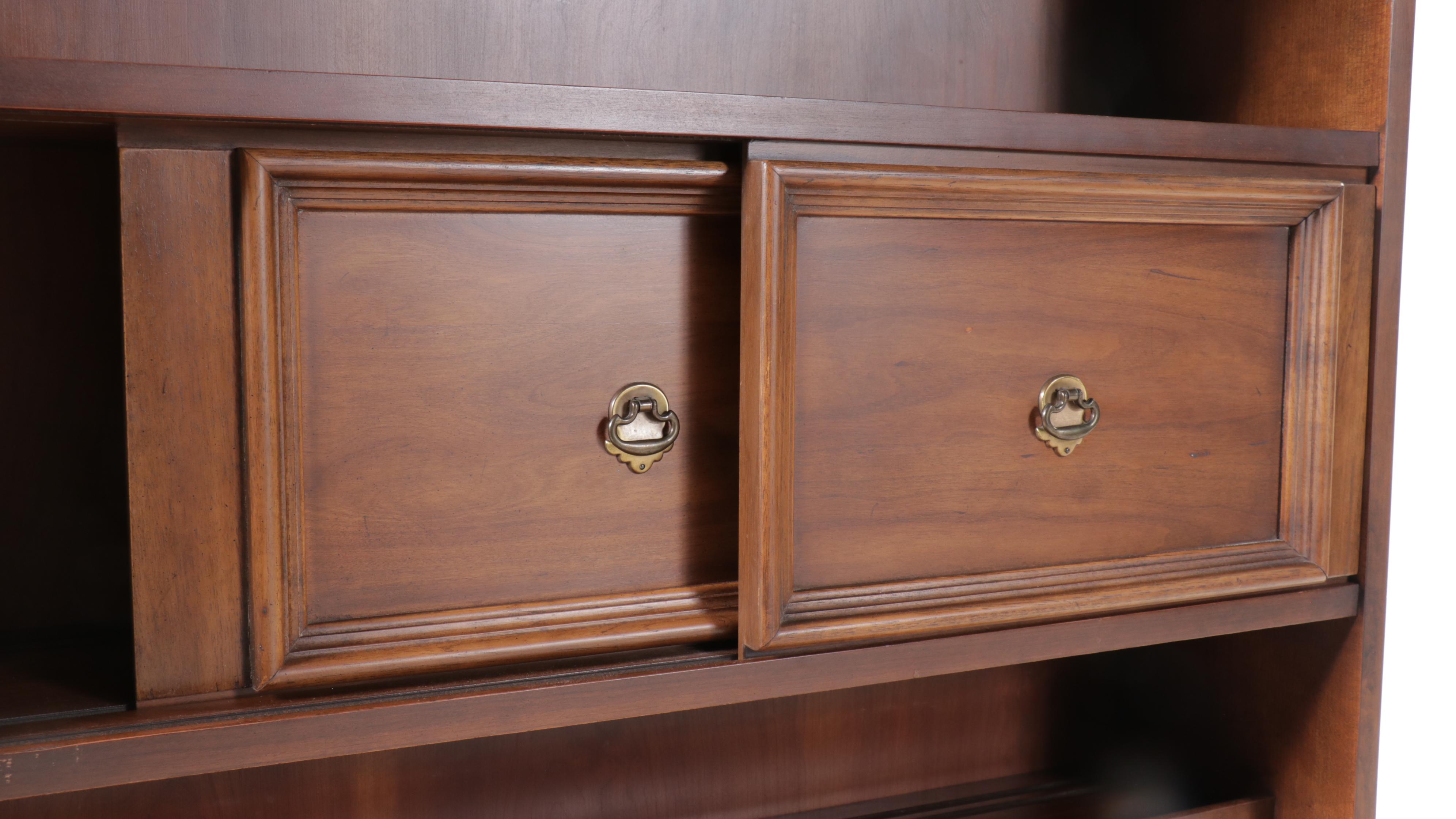 Kent Coffey Carriage Trade Colonial Style Pecan and Cherry Hutch