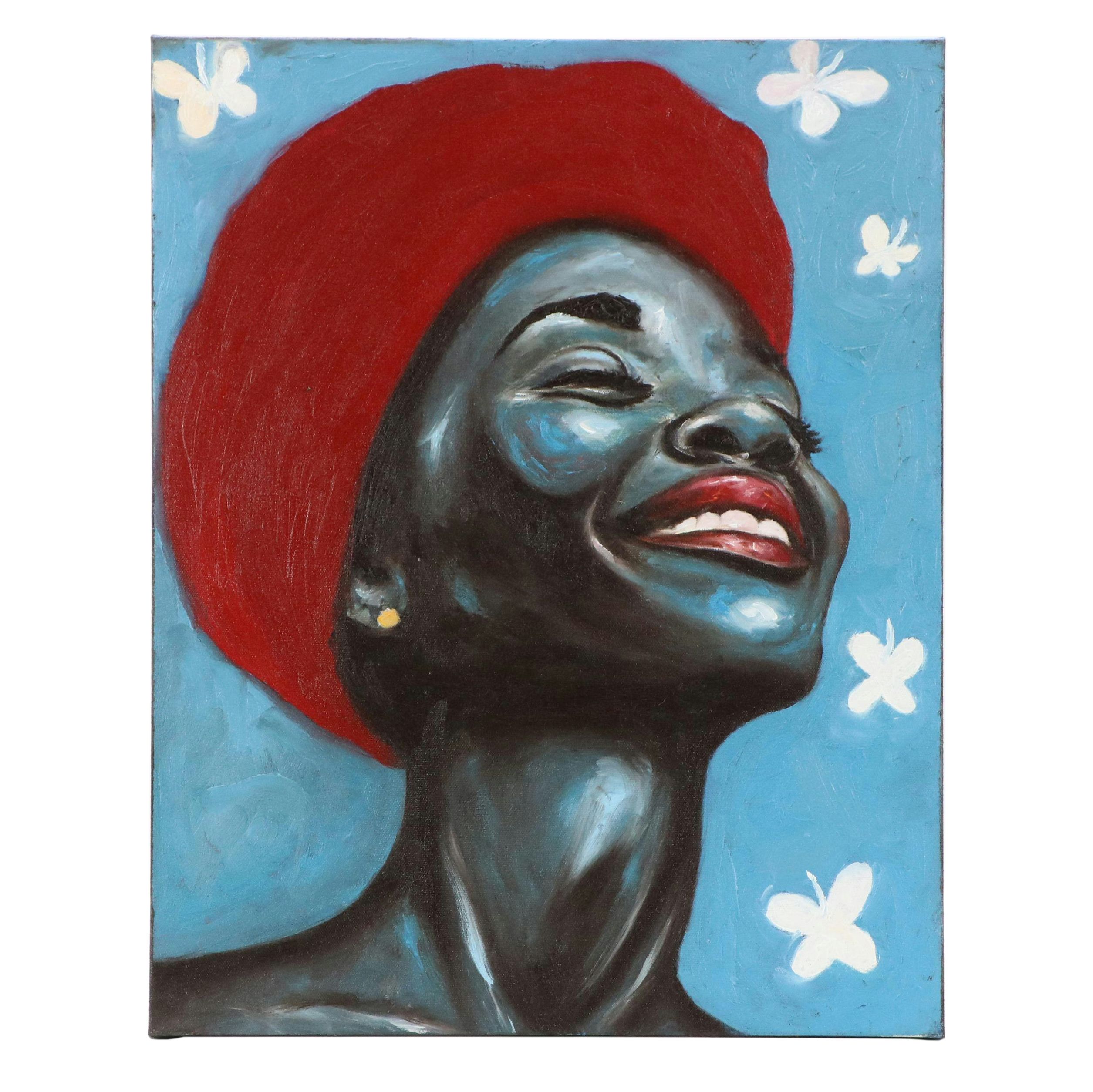 Oluwakemi Omowaire Oil Portrait "Uncontainable Light," 21st Century