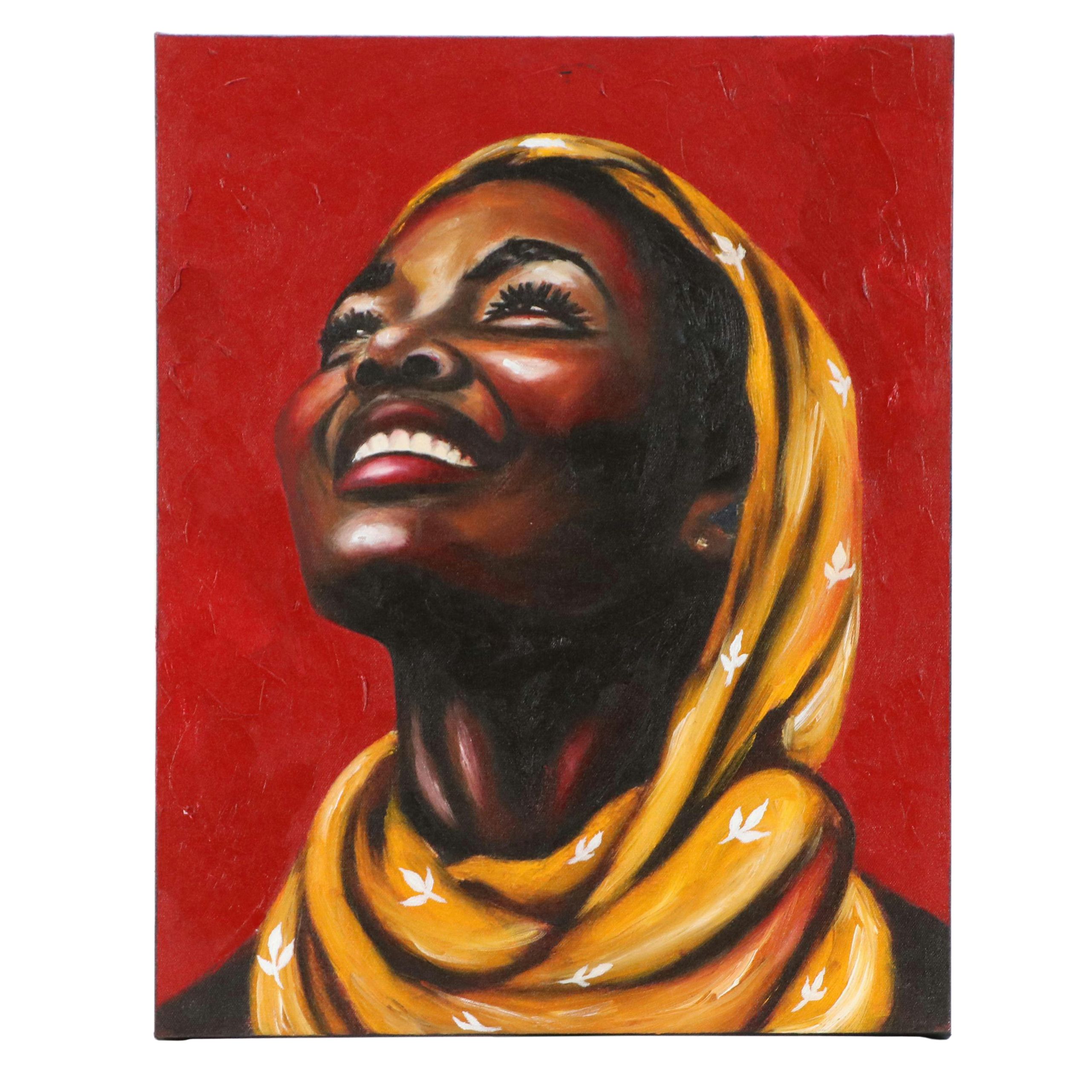 Oluwakemi Omowaire Oil Portrait "A Joy All Her Own.," 21st Century