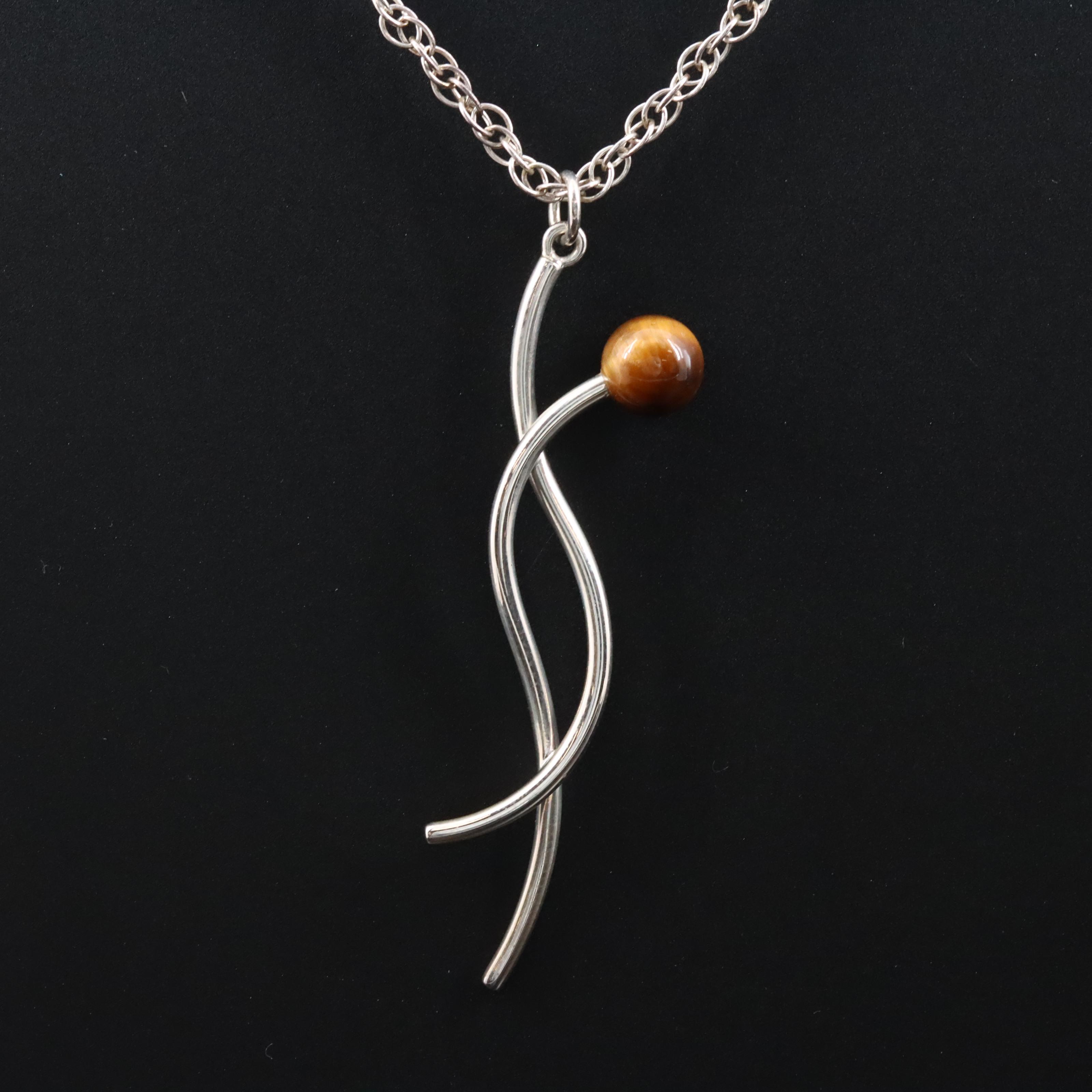 Sterling Tiger's Eye Pendant Necklace