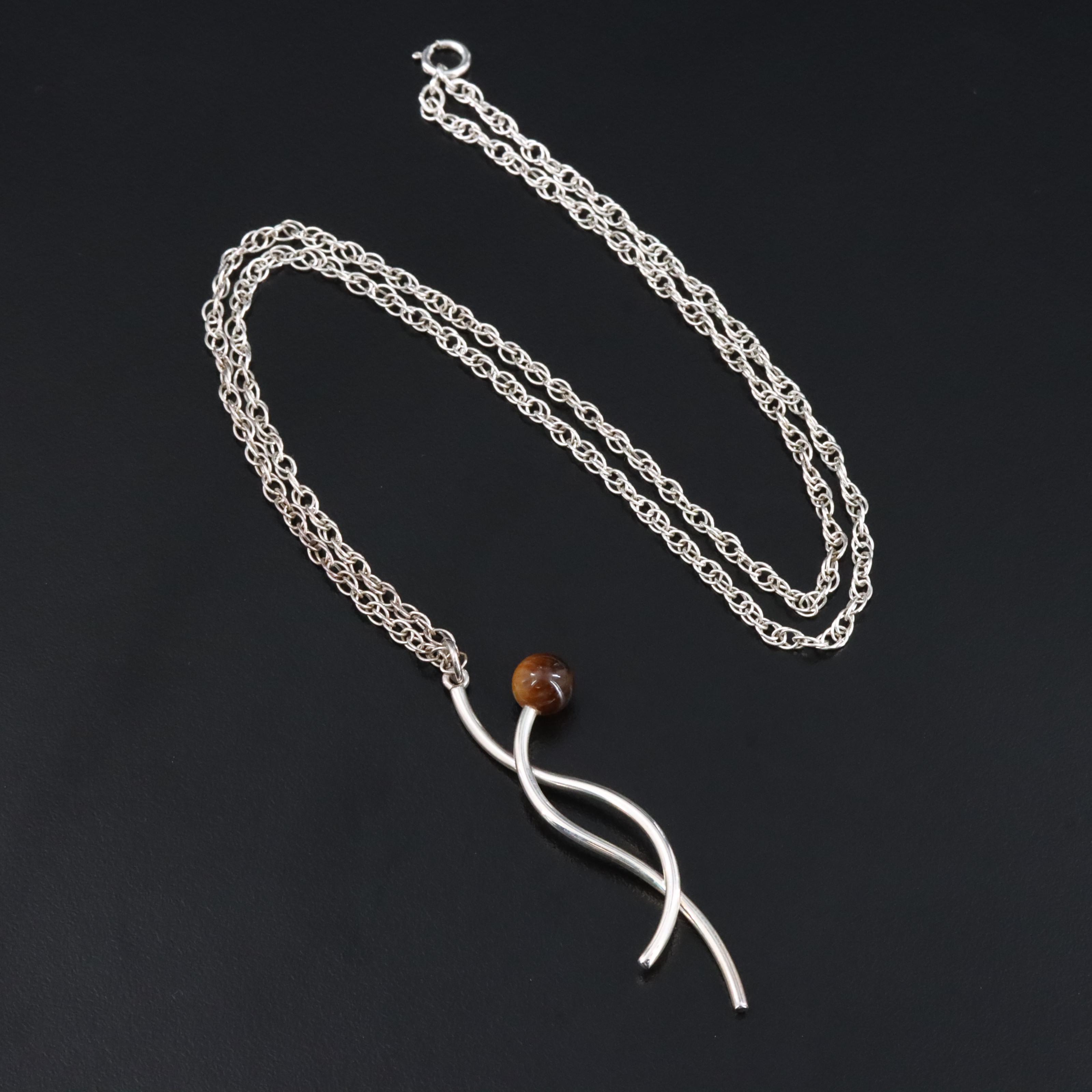 Sterling Tiger's Eye Pendant Necklace