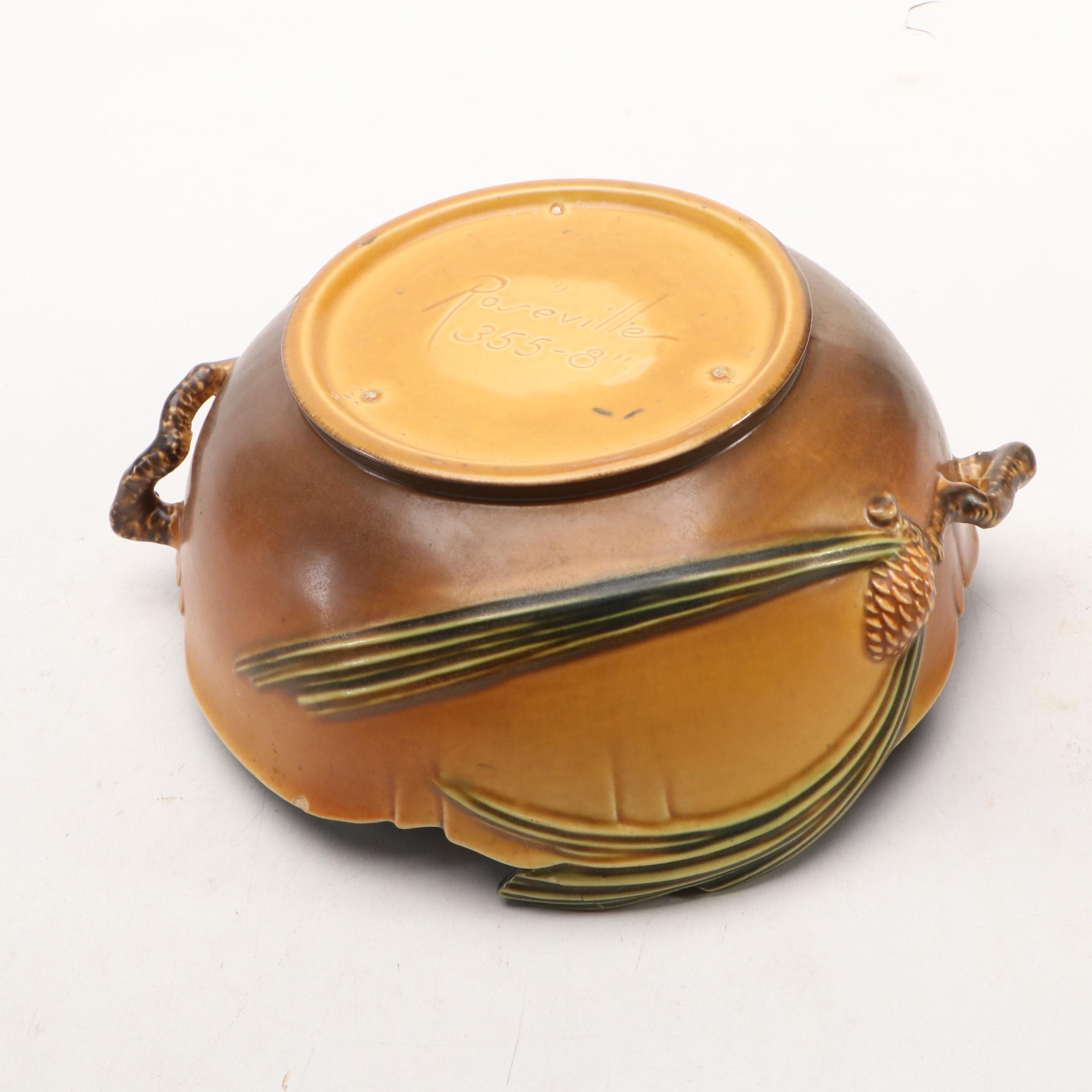 Roseville Pottery "Pine Cone" Ceramic Decorative Bowl and Planters