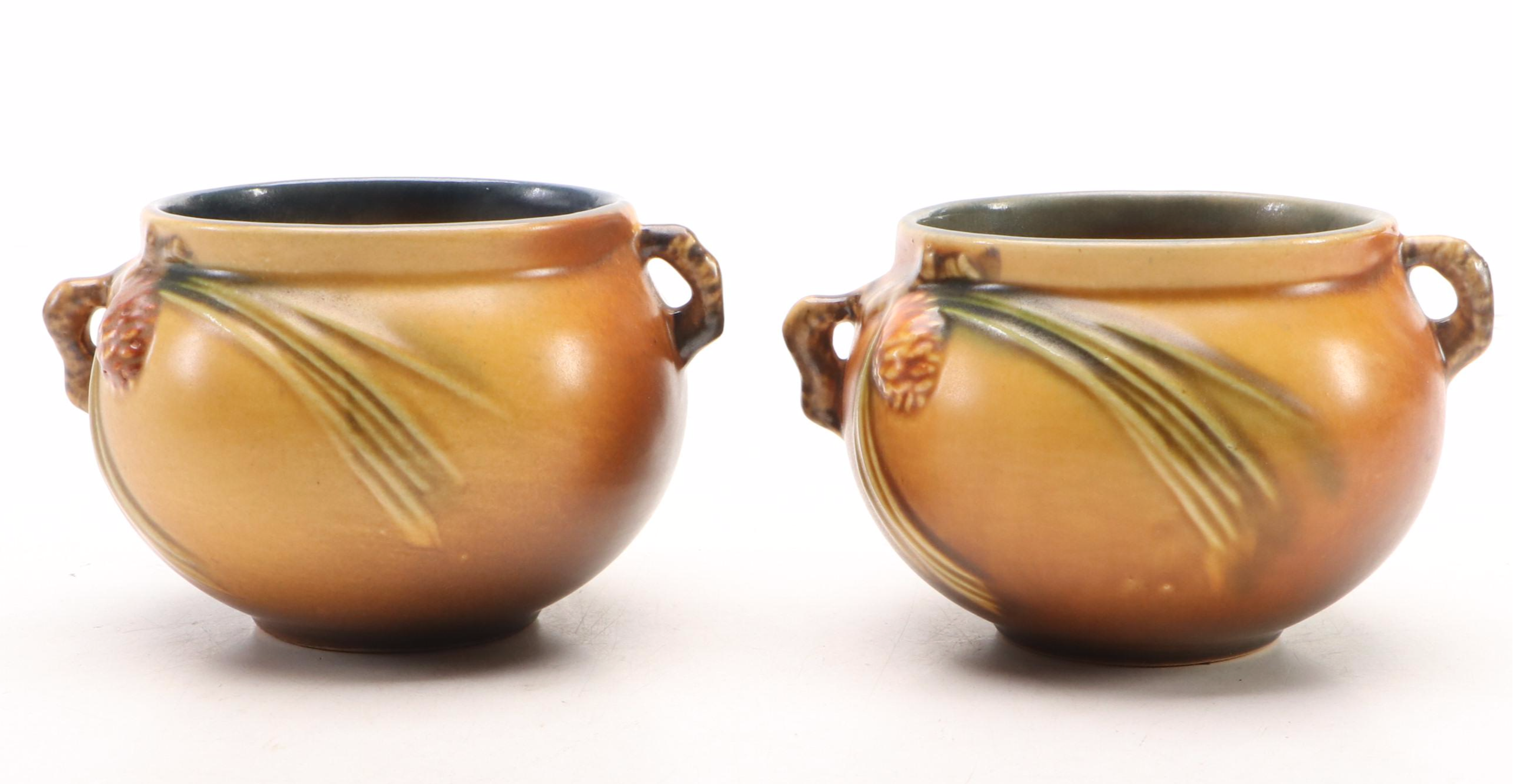 Roseville Pottery "Pine Cone" Ceramic Decorative Bowl and Planters