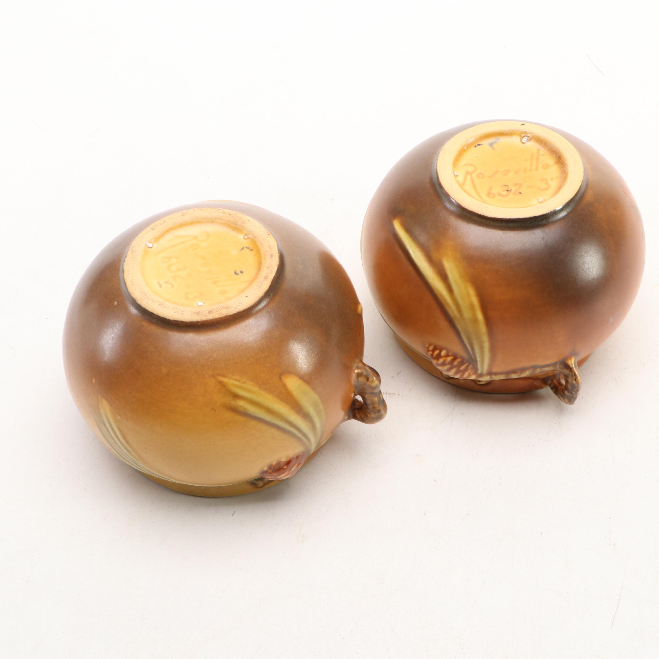 Roseville Pottery "Pine Cone" Ceramic Decorative Bowl and Planters