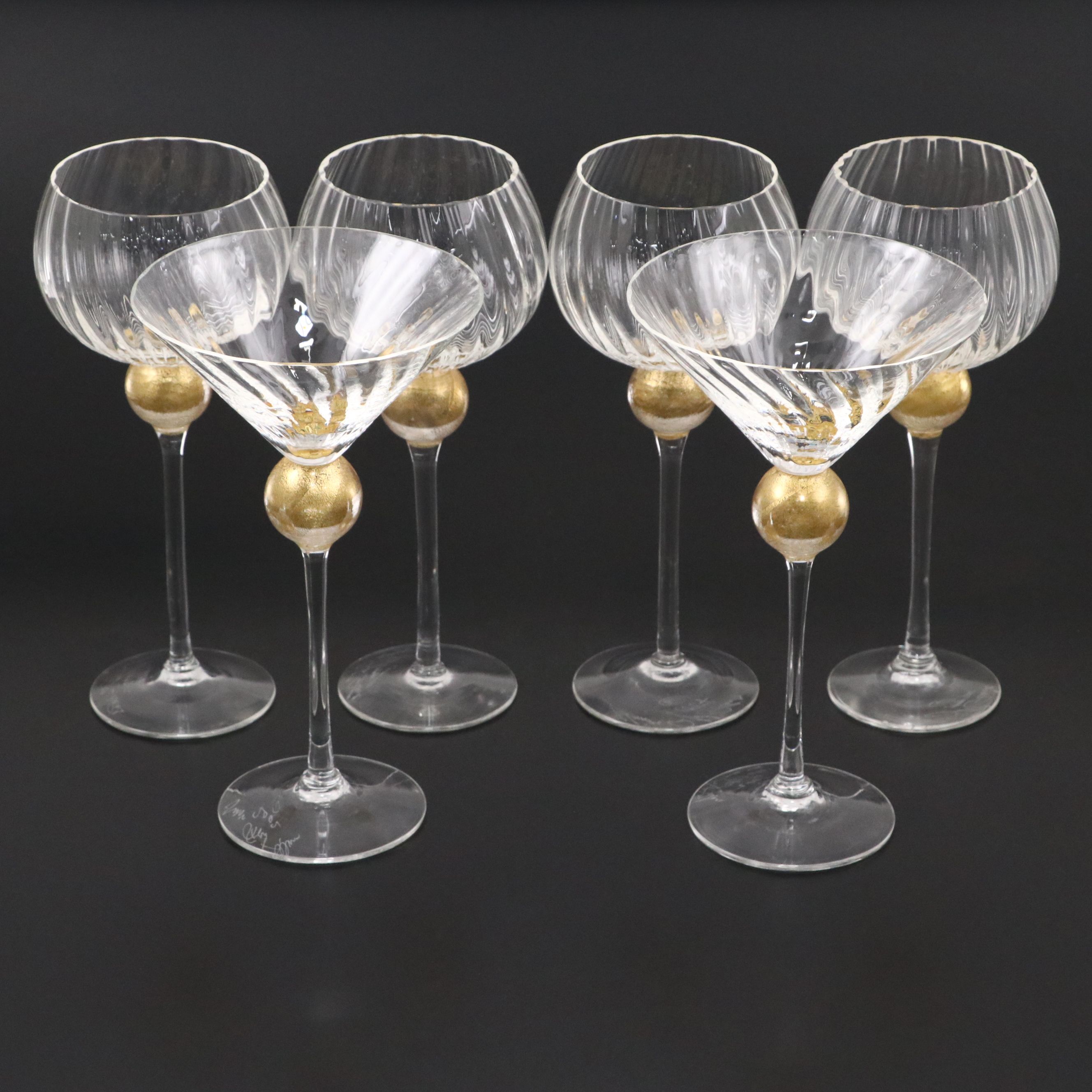 Union Street Glass "Manhattan" Optic Wine and Martini Glasses