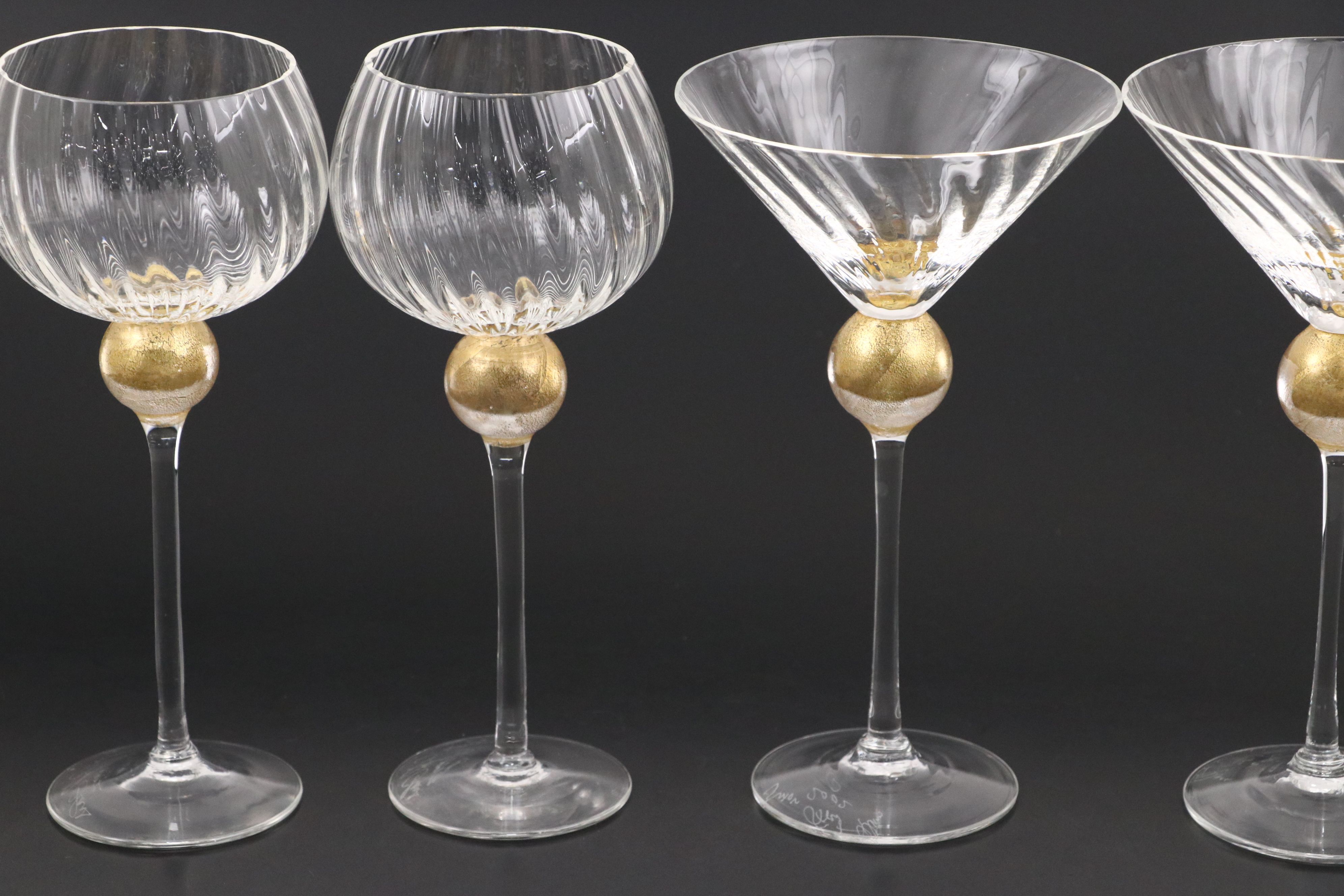 Union Street Glass "Manhattan" Optic Wine and Martini Glasses