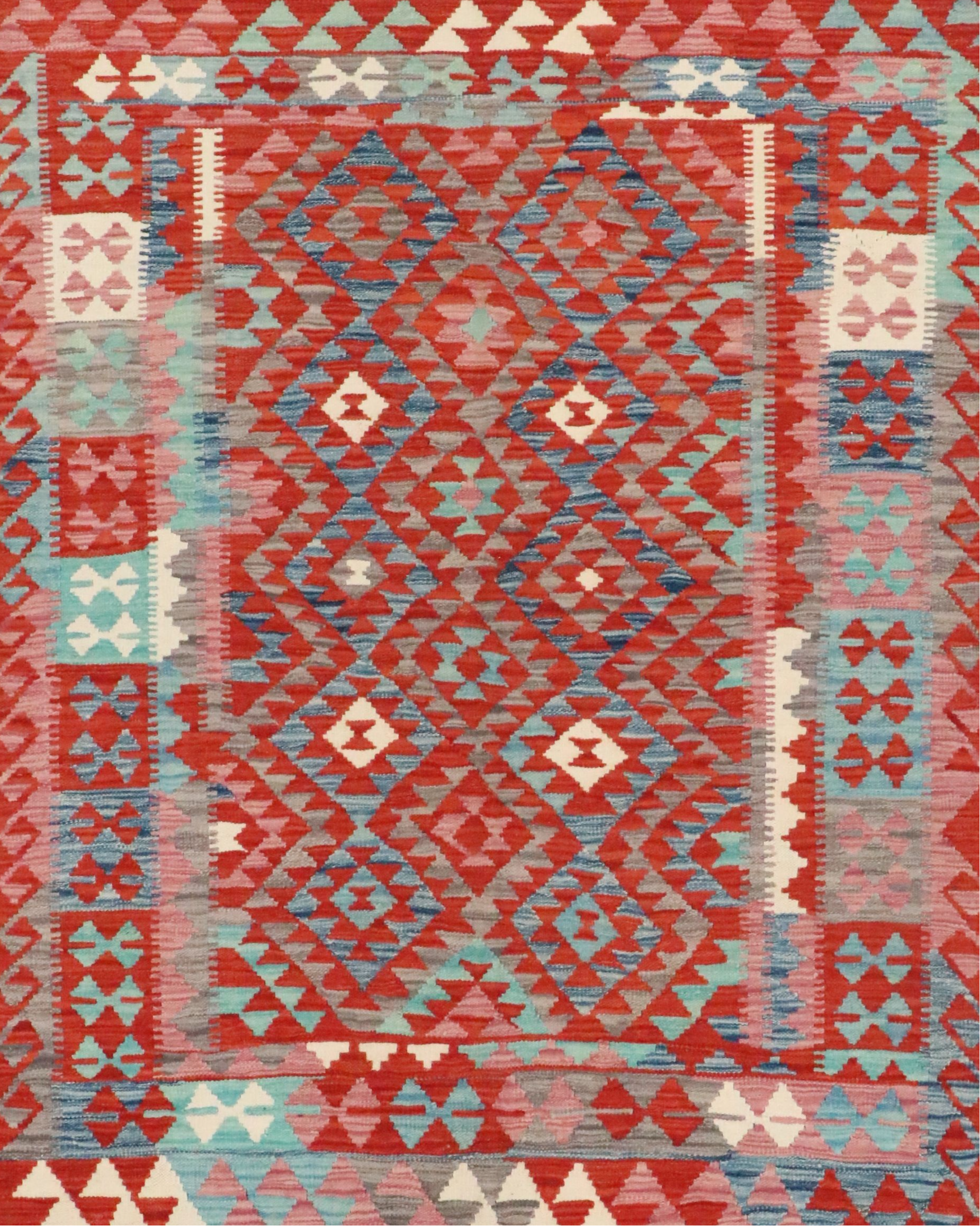 5'1 x 6'4 Handwoven Pakistani Kilim Area Rug