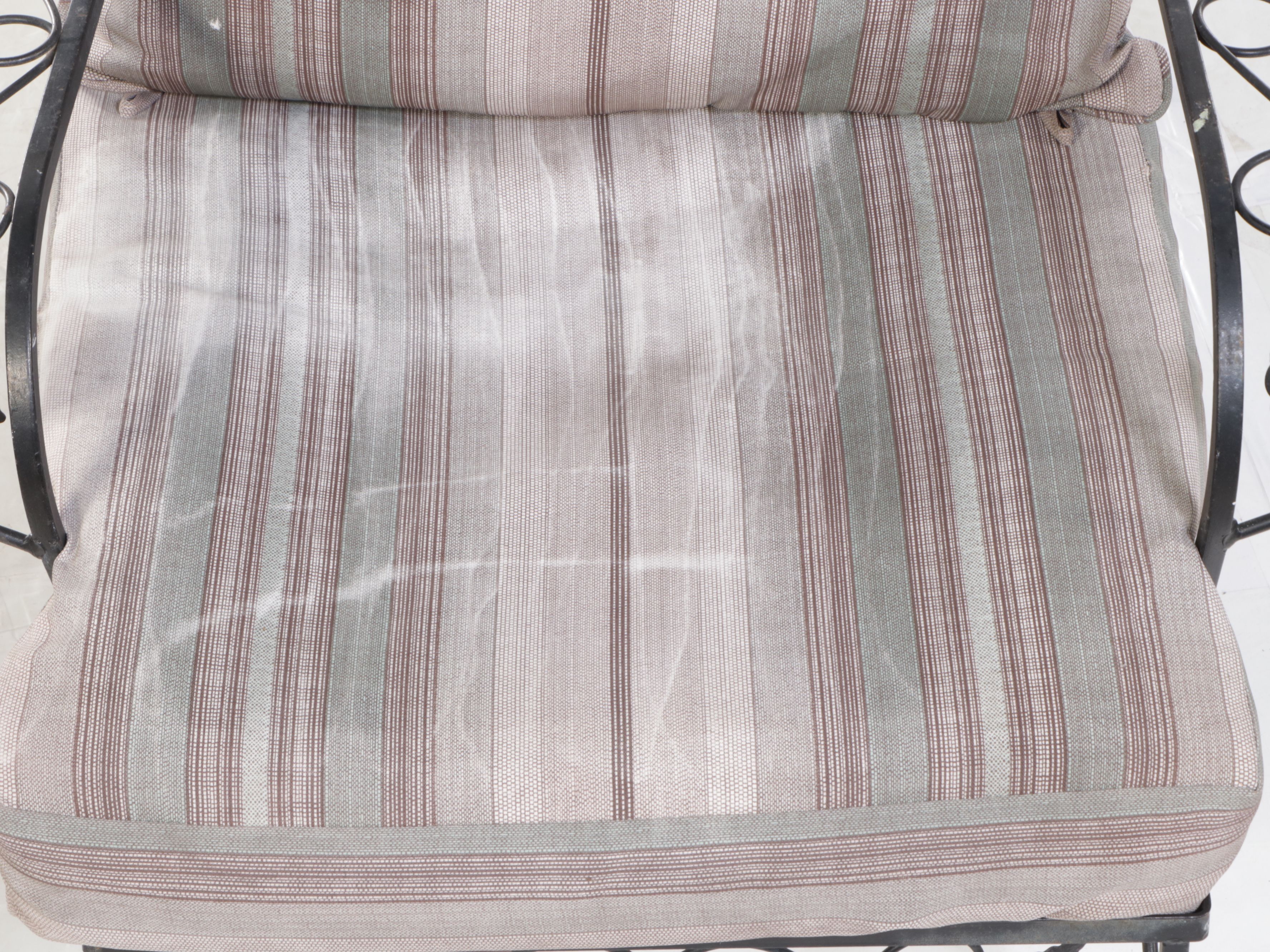 Wrought Iron Patio Chairs with Bistro Table, Allen + Roth Fabric Cushions