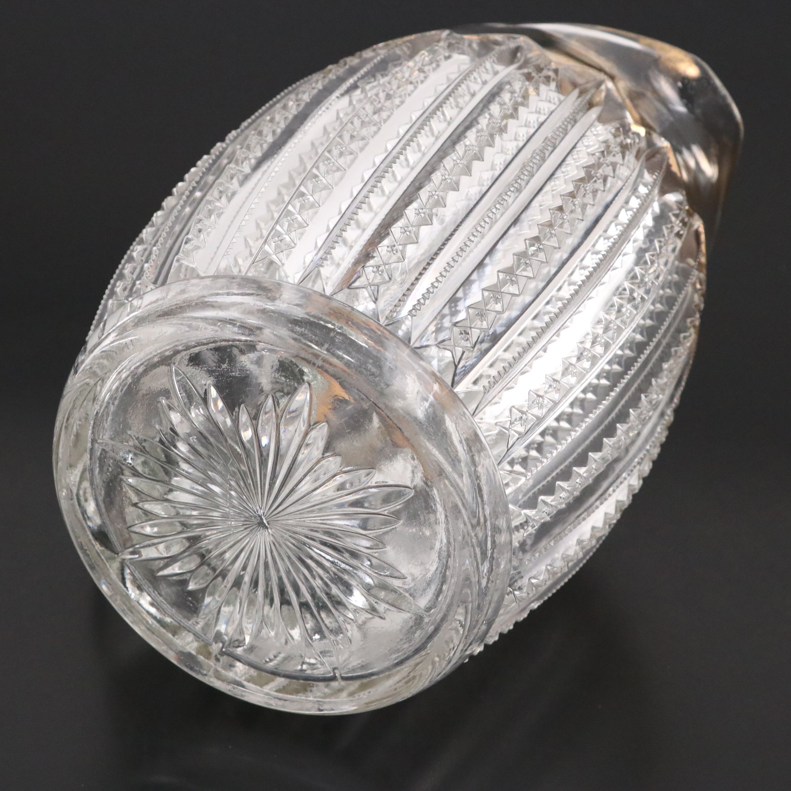 Duncan's Sons, George & Co. No.42 "Empire" Gilt Rim Zipper Cut Glasses & Pitcher