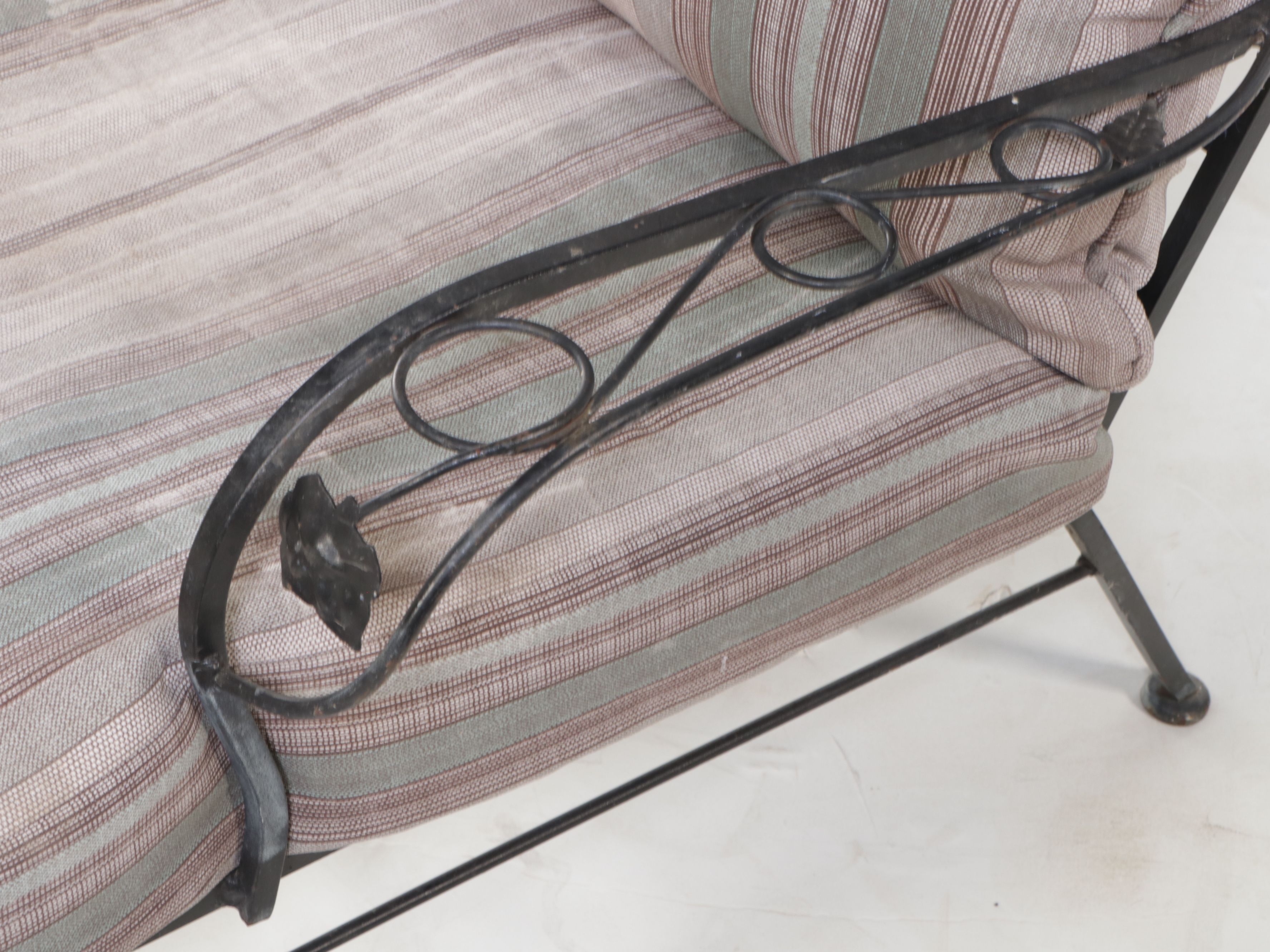 Wrought Iron Patio Chairs with Bistro Table, Allen + Roth Fabric Cushions