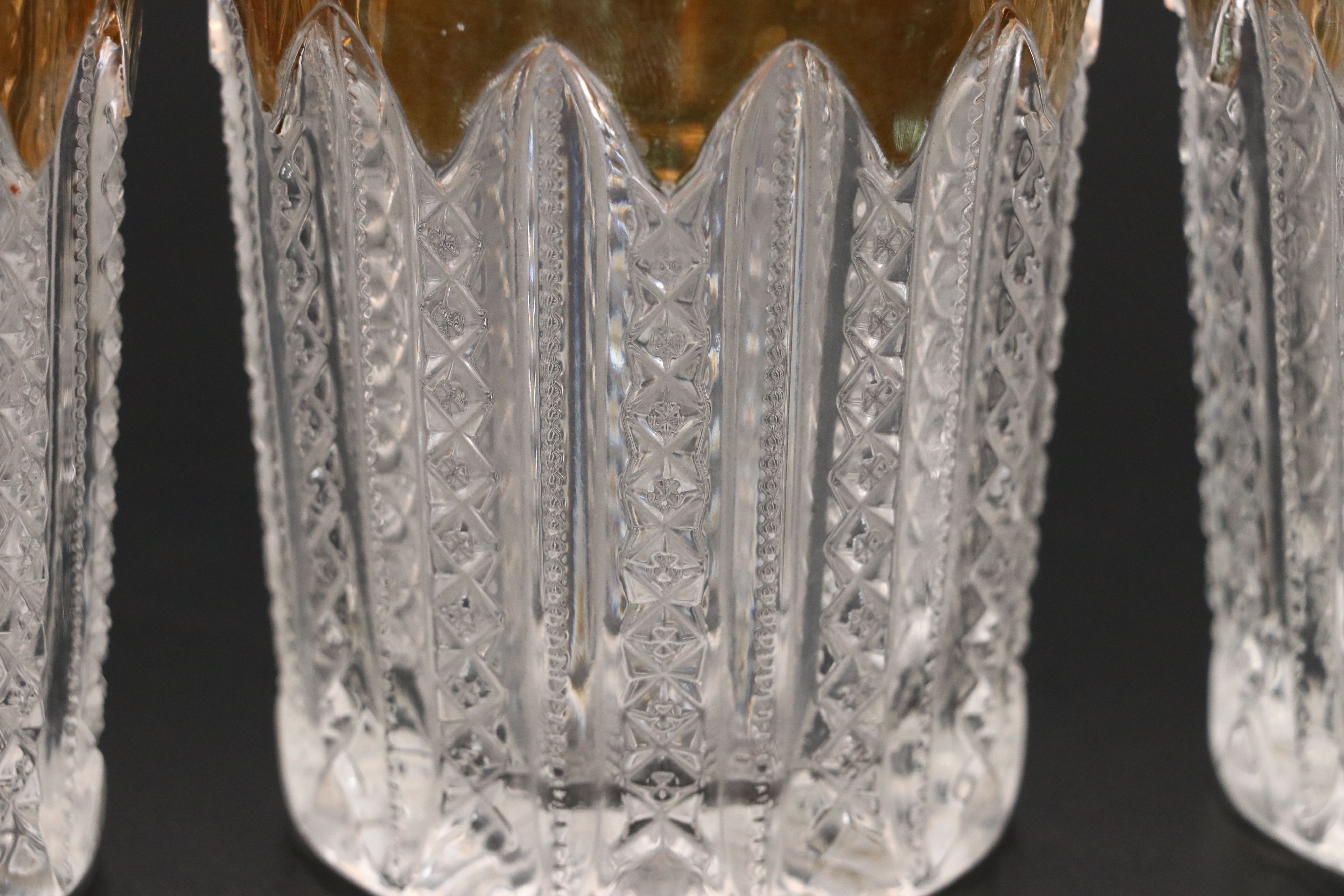 Duncan's Sons, George & Co. No.42 "Empire" Gilt Rim Zipper Cut Glasses & Pitcher