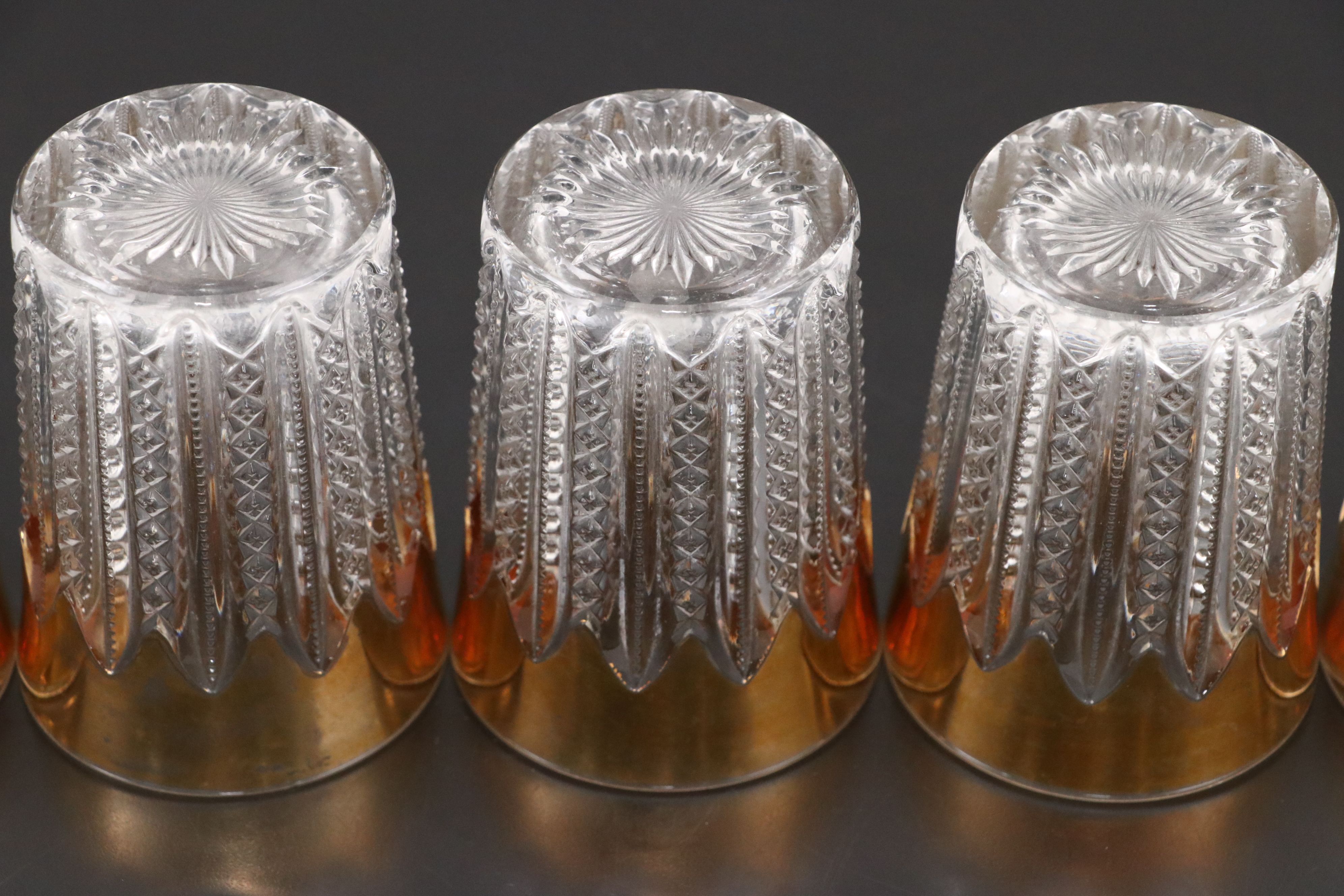 Duncan's Sons, George & Co. No.42 "Empire" Gilt Rim Zipper Cut Glasses & Pitcher