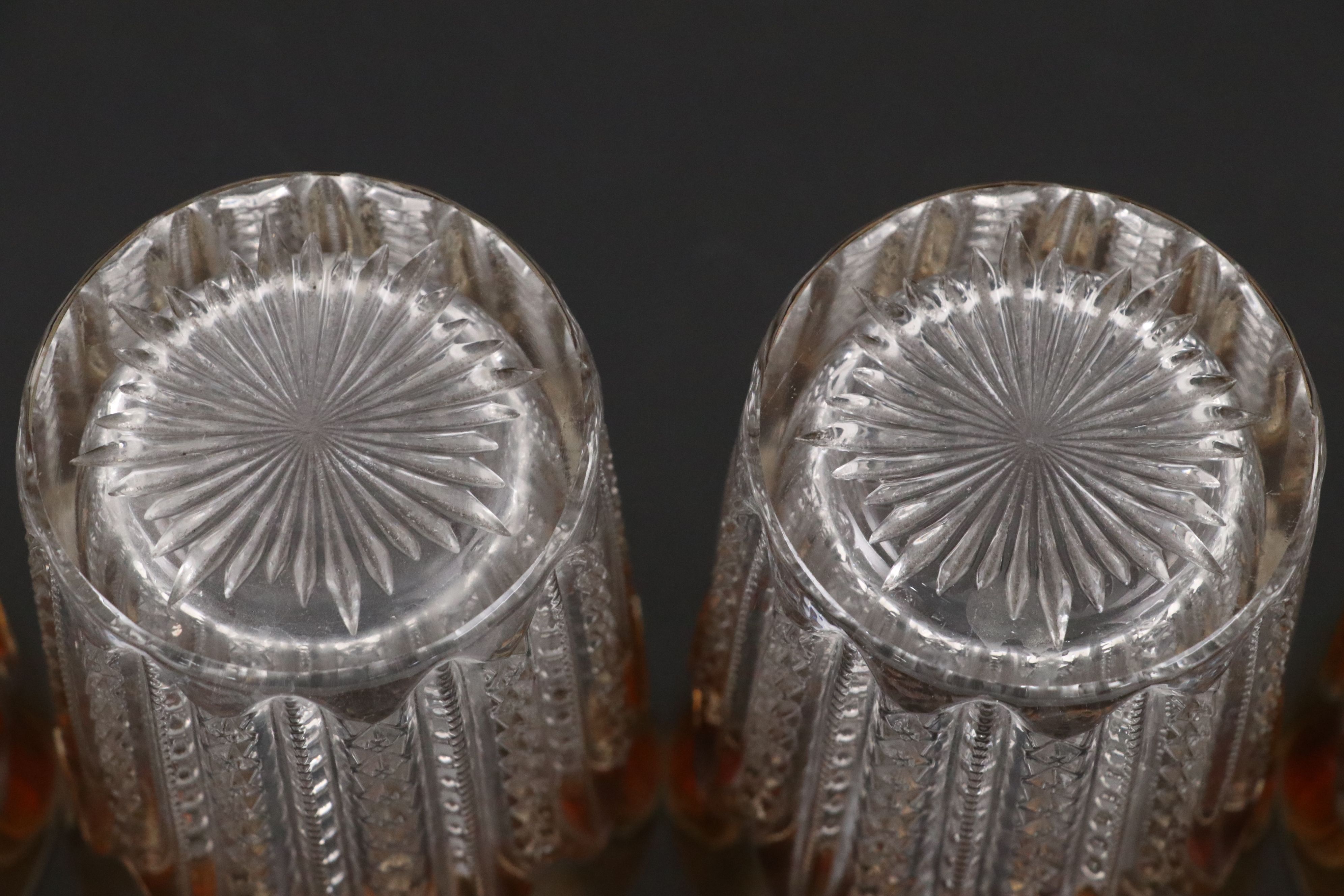 Duncan's Sons, George & Co. No.42 "Empire" Gilt Rim Zipper Cut Glasses & Pitcher