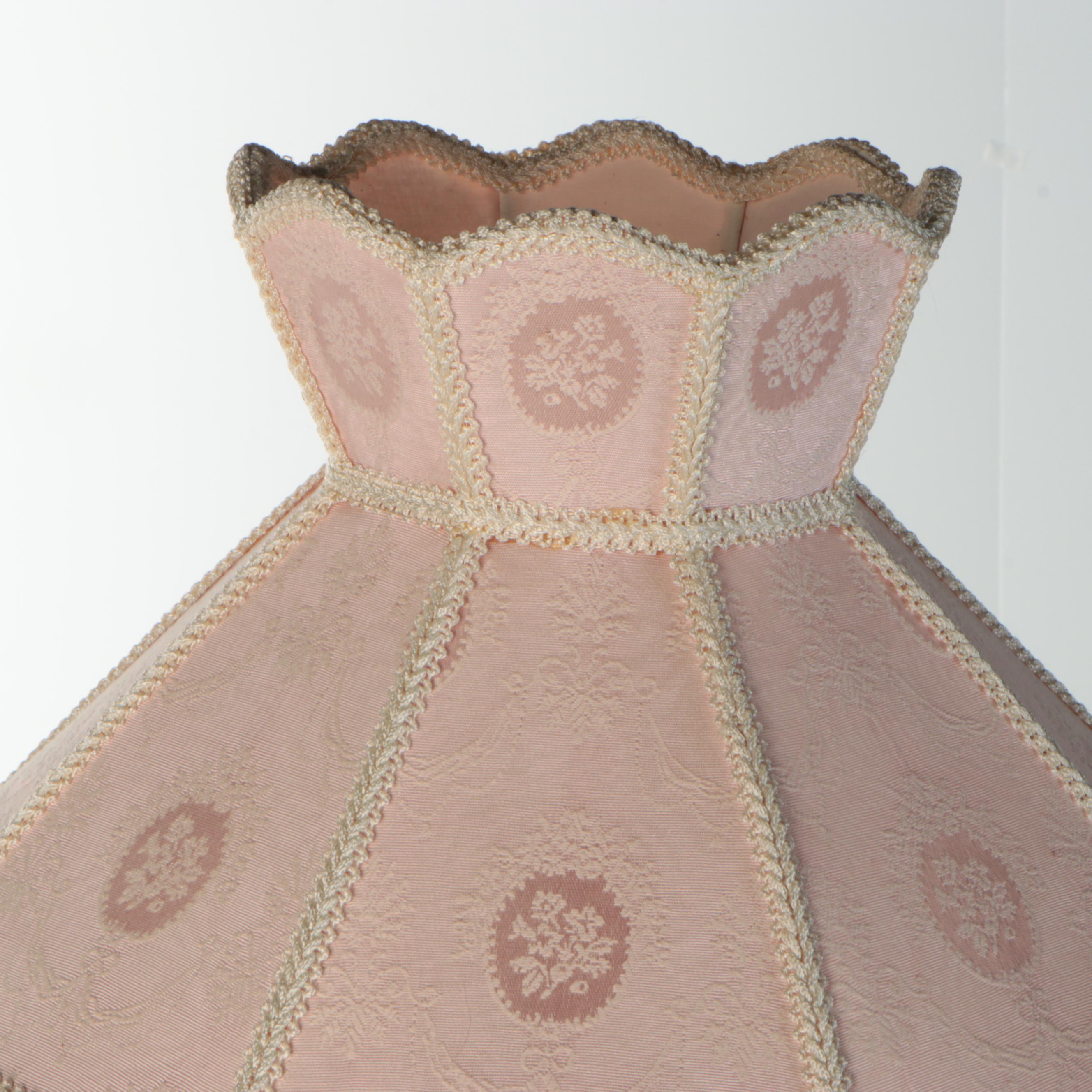 Capodimonte Style Putto Form & Roses Ceramic Table Lamp, Victorian Shade