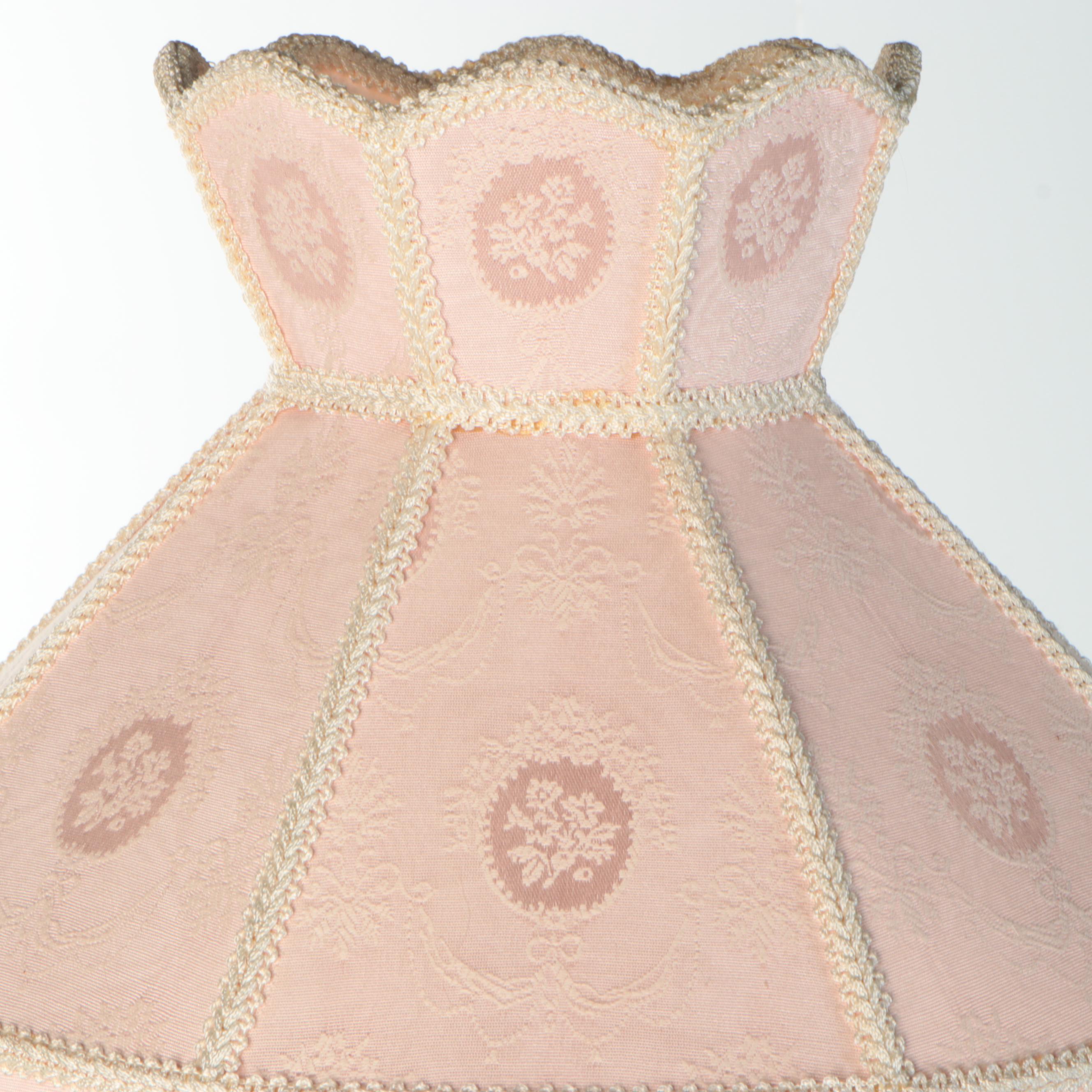 Capodimonte Style Putto Form & Roses Ceramic Table Lamp, Victorian Shade