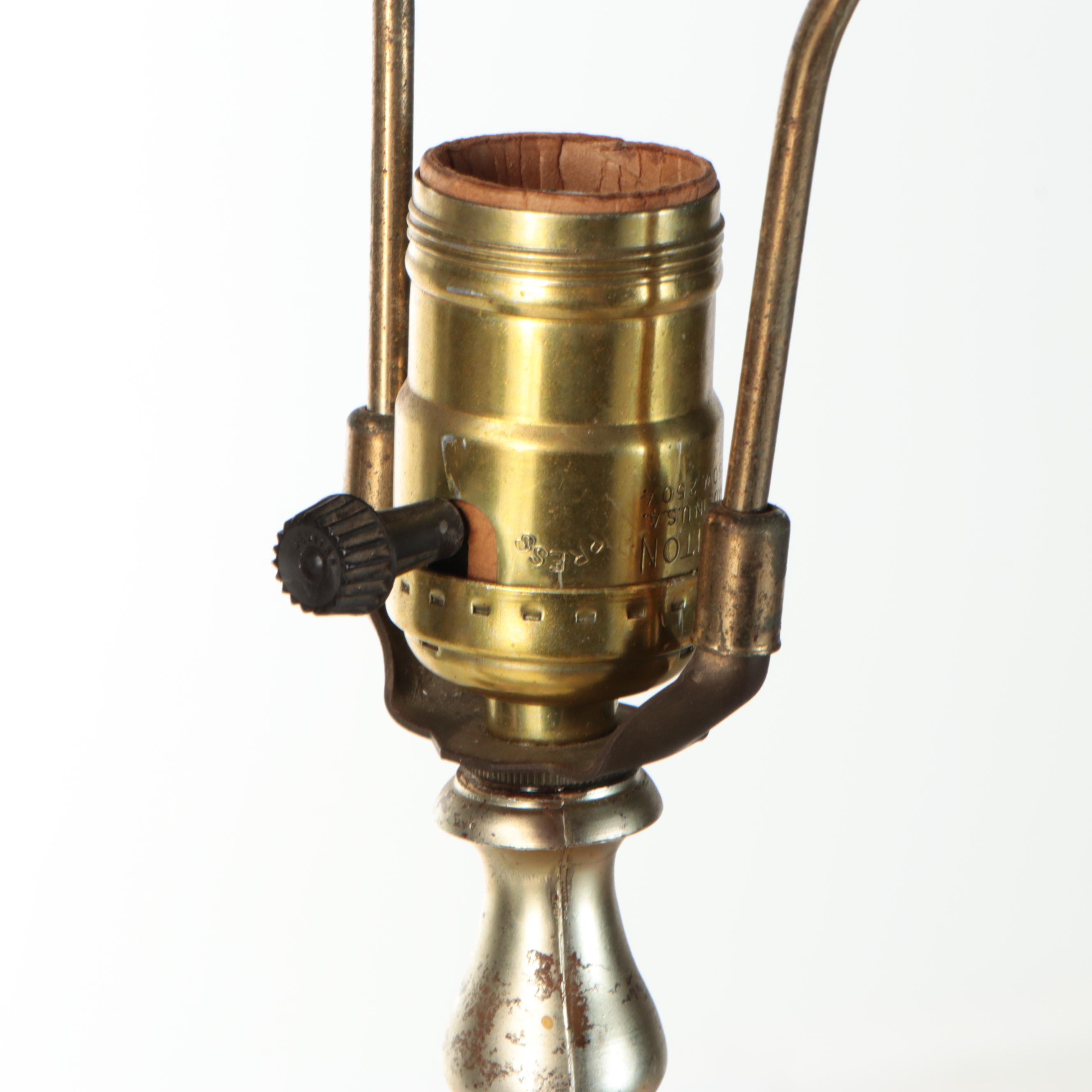 Capodimonte Style Putto Form & Roses Ceramic Table Lamp, Victorian Shade