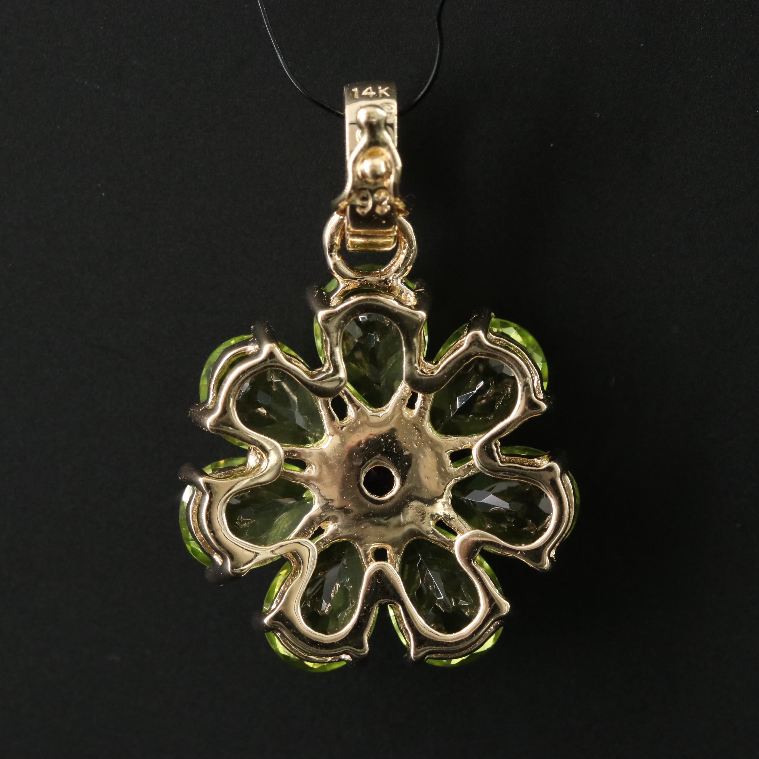 14K Amethyst, Peridot and Diamond Pendant