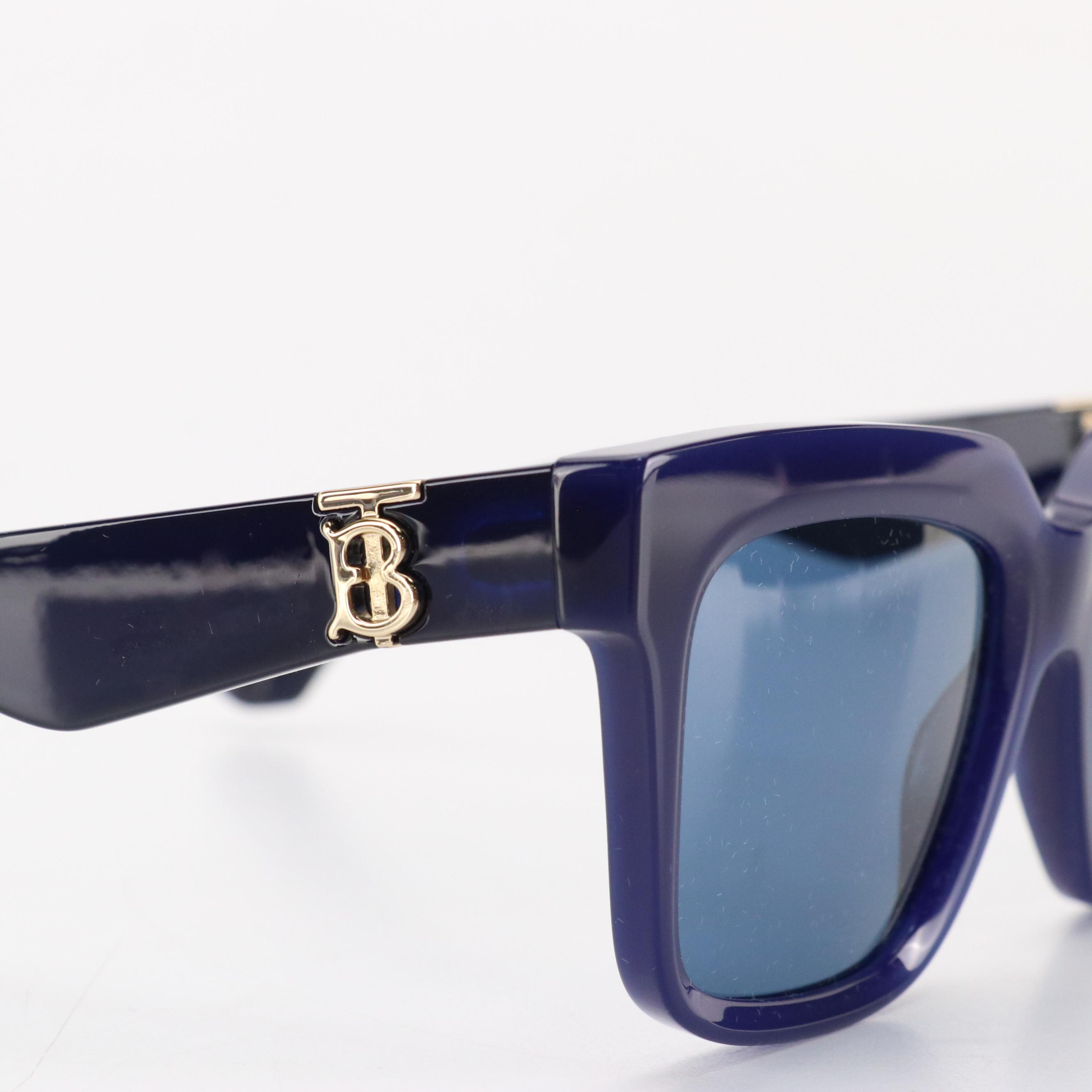 Burberry OBE4419 Check Square Sunglasses in Blue