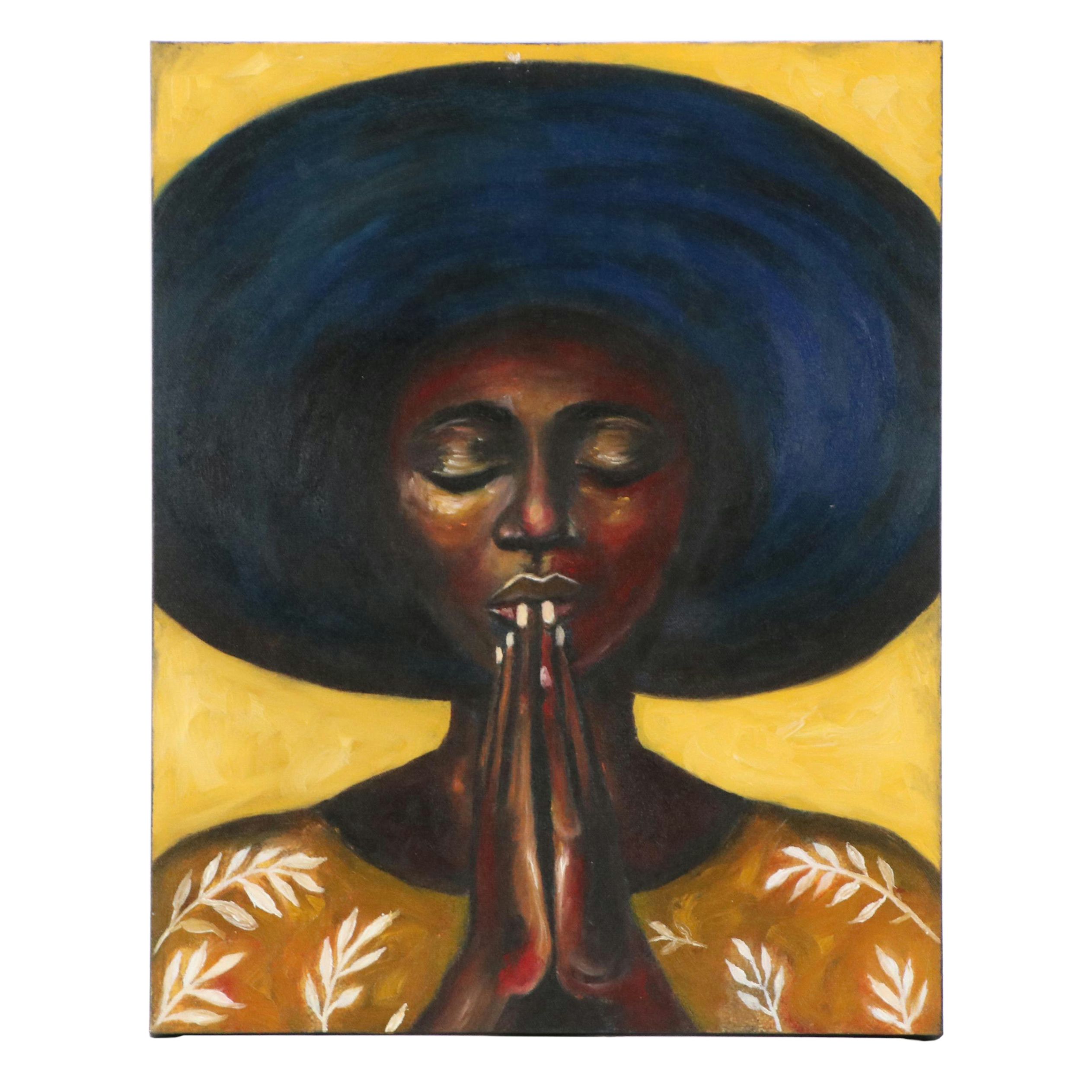 Oluwakemi Omowaire Oil Portrait "Steadfast Devotion," 21st Century