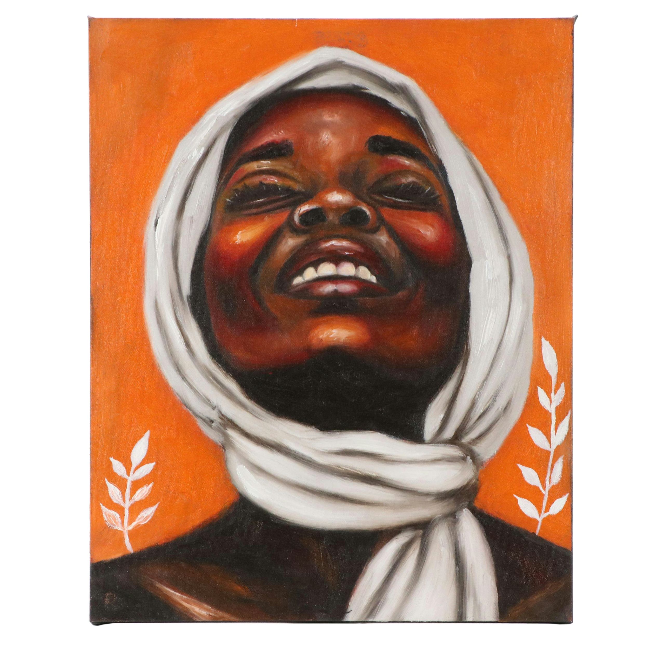 Oluwakemi Omowaire Oil Portrait "Sweet, Sweet, Melodies.," 21st Century