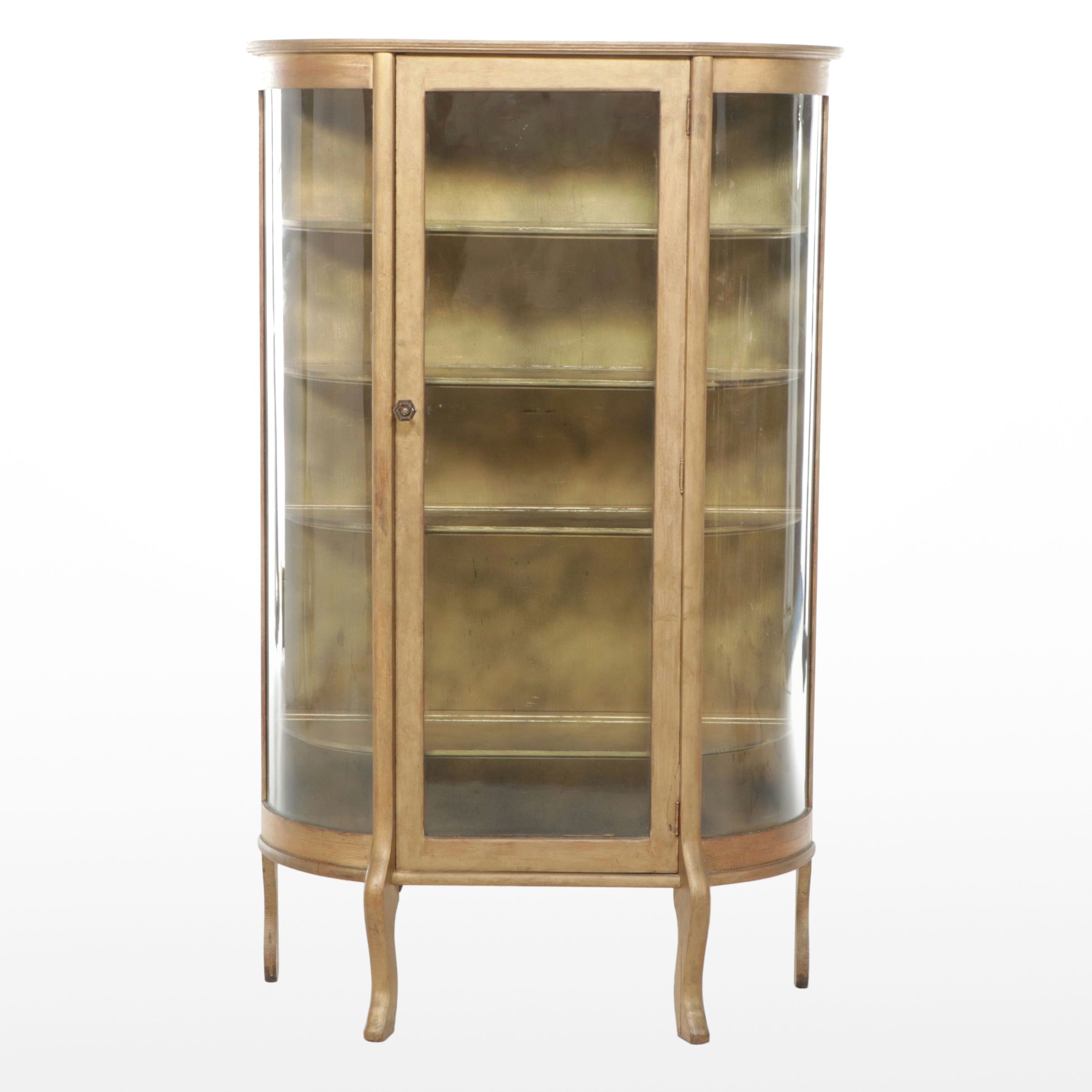 Art Deco Style Painted Wood Bow Front China Cabinet, Early to Mid-20th Century