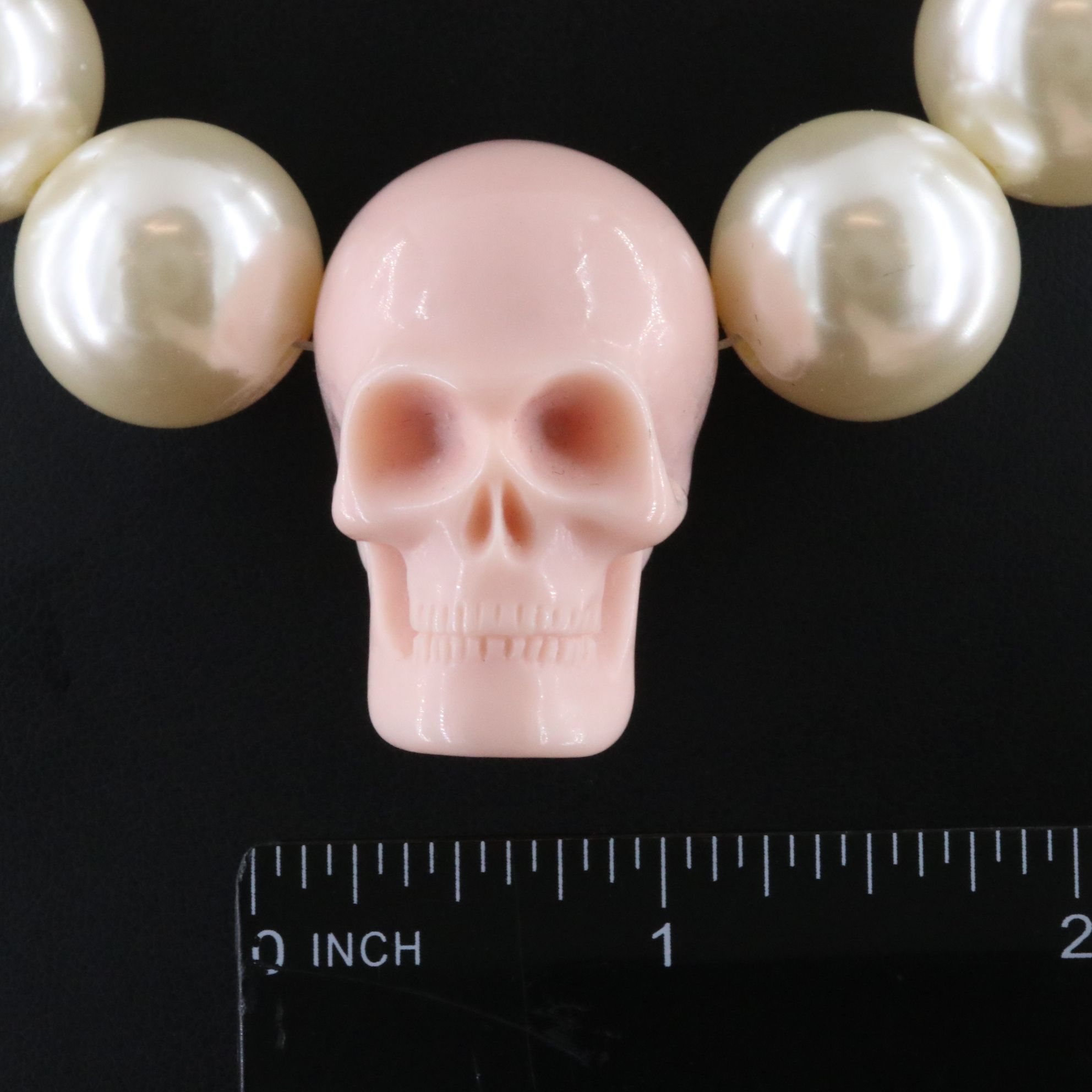 Les Bijoux De Sophie Skull Necklace with Faux Pearls