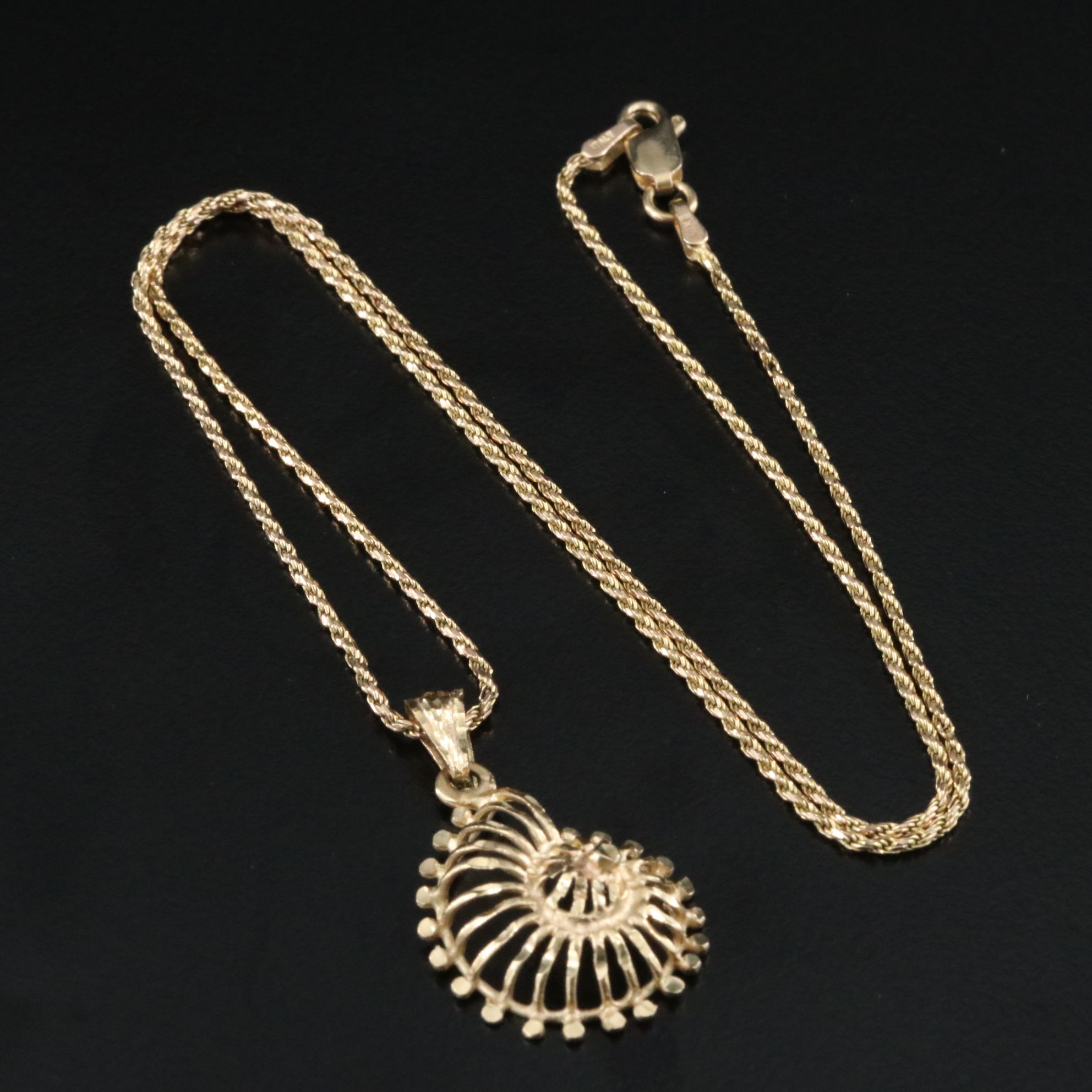 Italian 14K Nautilus Pendant Necklace
