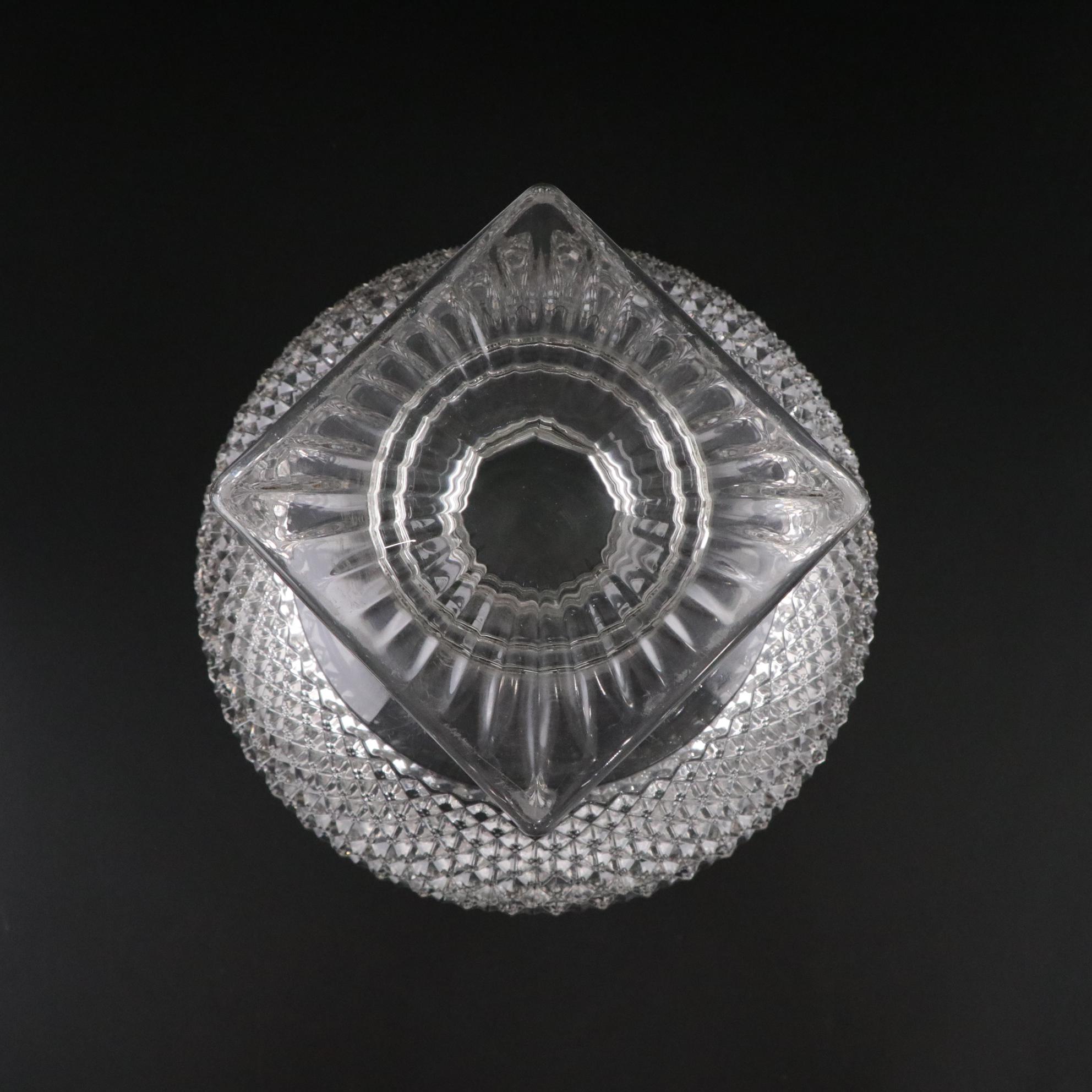 Pineapple Cut Glass Pedestal Bowl with Crystal Wine Glasses and Candlesticks